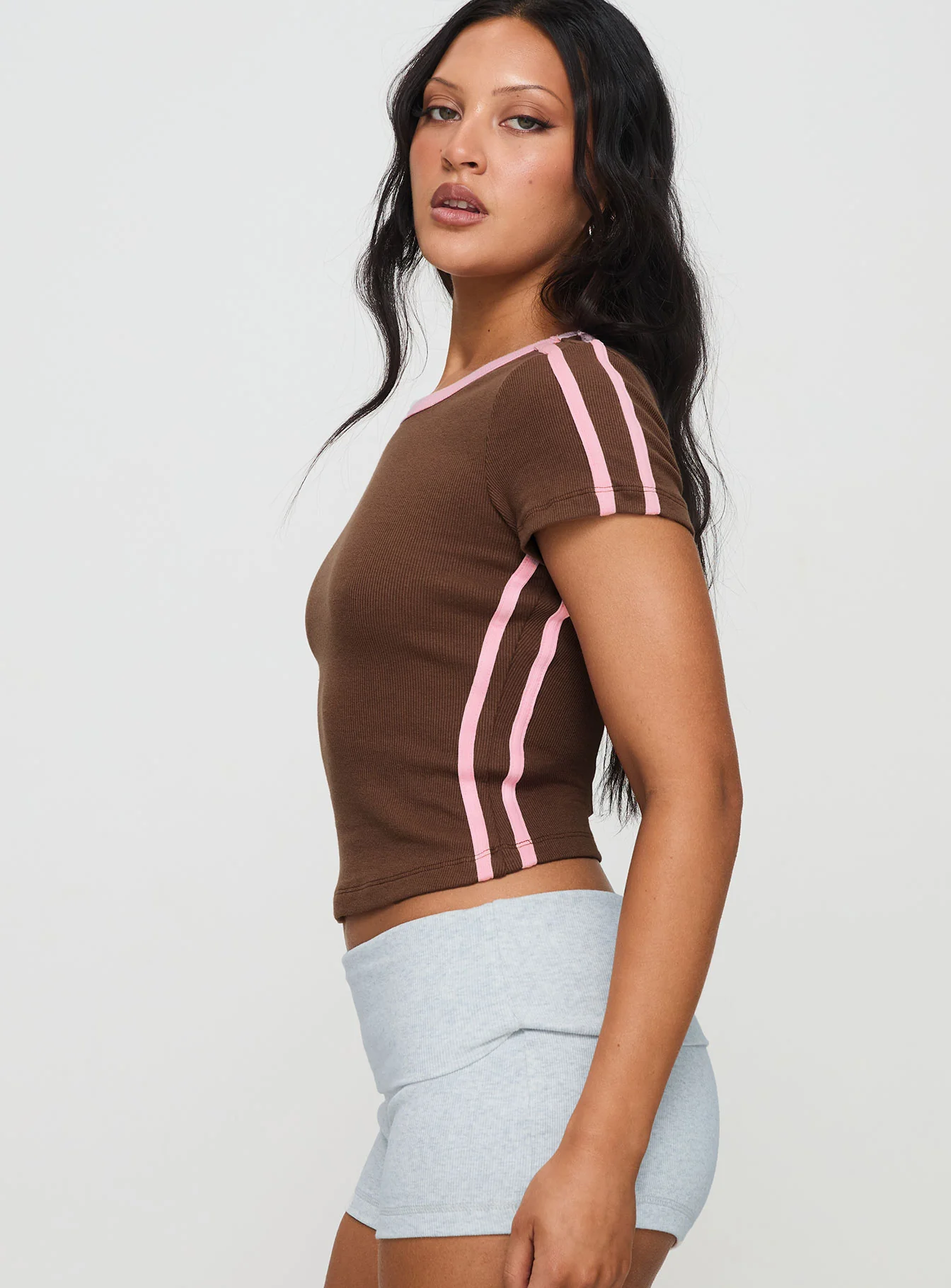 Baseline Scoop Rib Tee Brown / Pink - Image 4
