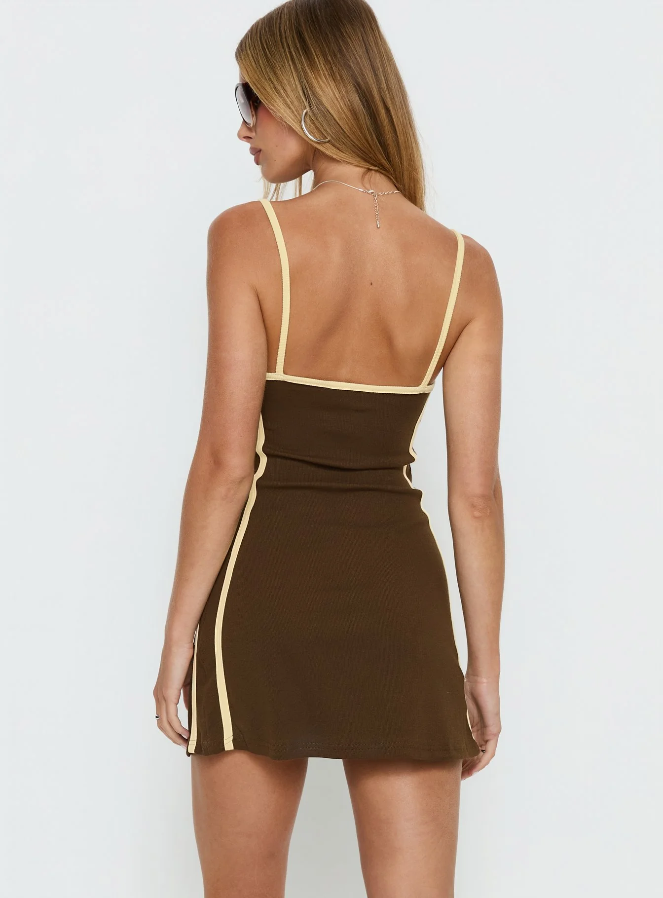 Baseline Scoop Mini Dress Brown / Yellow - Image 5