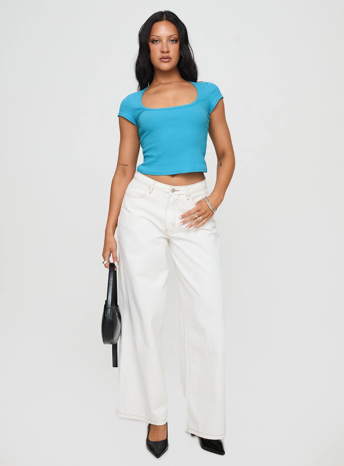Baseline Square Neck Rib Top Blue - Image 3