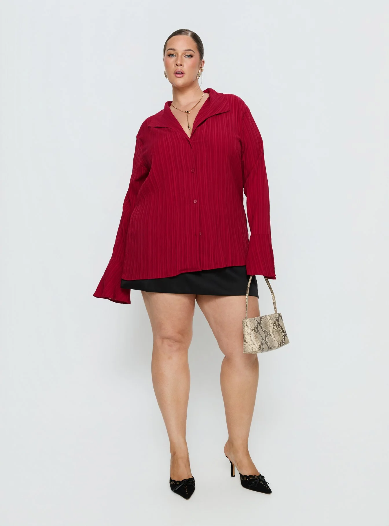 Beatris Long Sleeve Top Red Curve - Image 3
