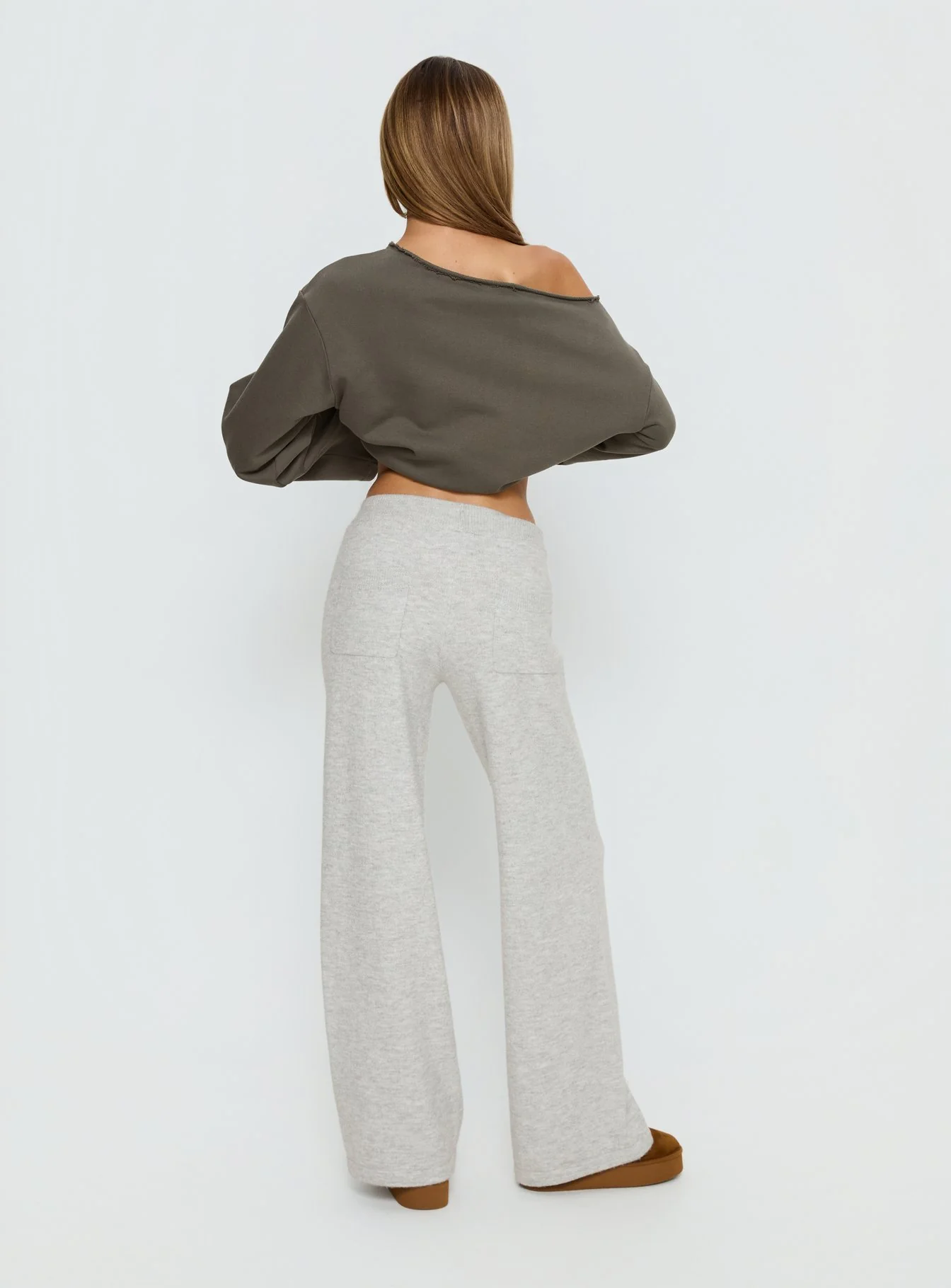 Bekki Wide Leg Knit Pant Grey Marle - Image 5