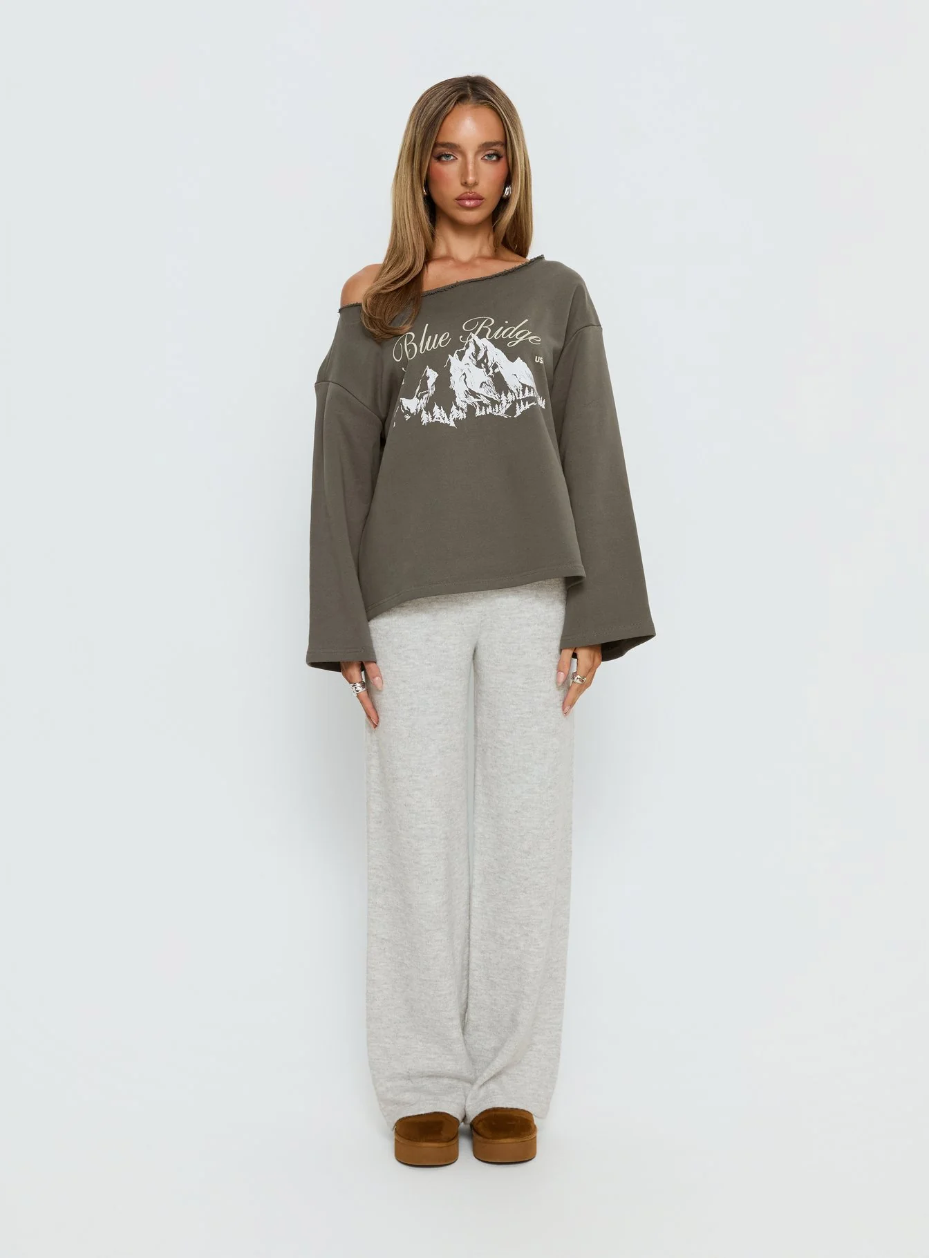 Bekki Wide Leg Knit Pant Grey Marle - Image 7