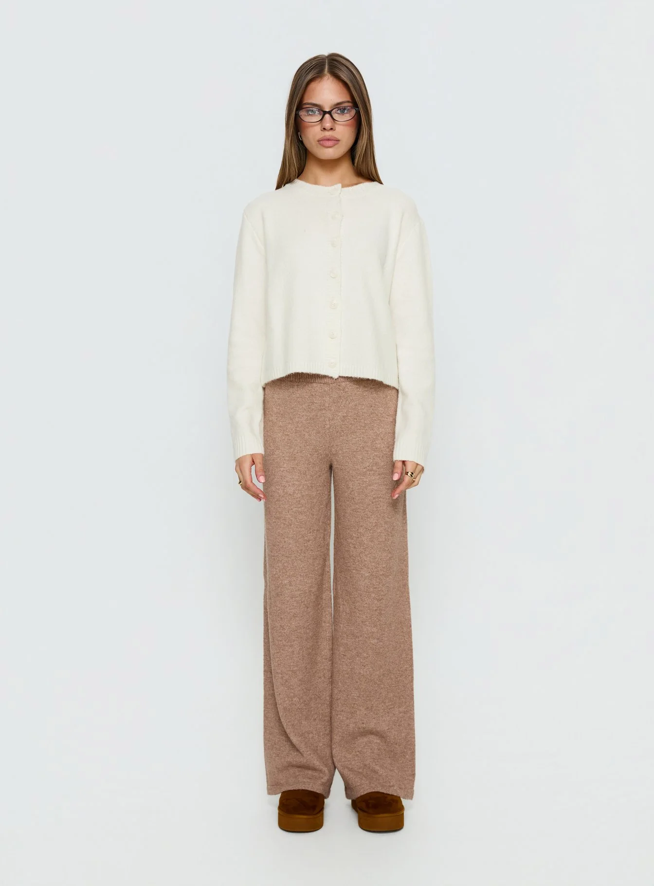 Bekki Wide Leg Knit Pant Mocha - Image 7