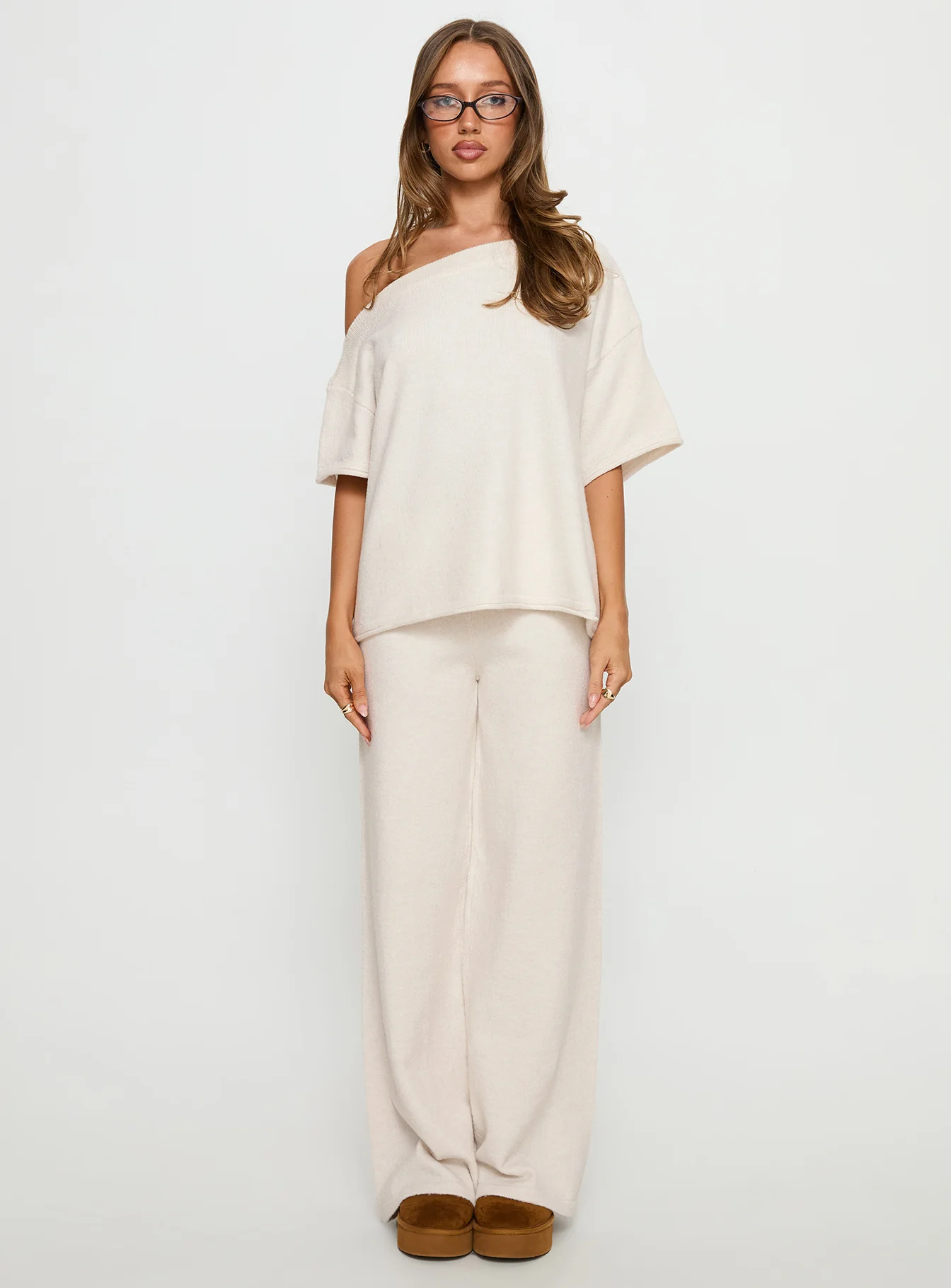 Bekki Wide Leg Knit Pant Oat - Image 7