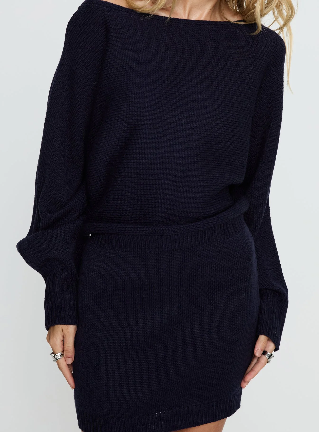 Bellamie Long Sleeve Mini Dress Navy - Image 5
