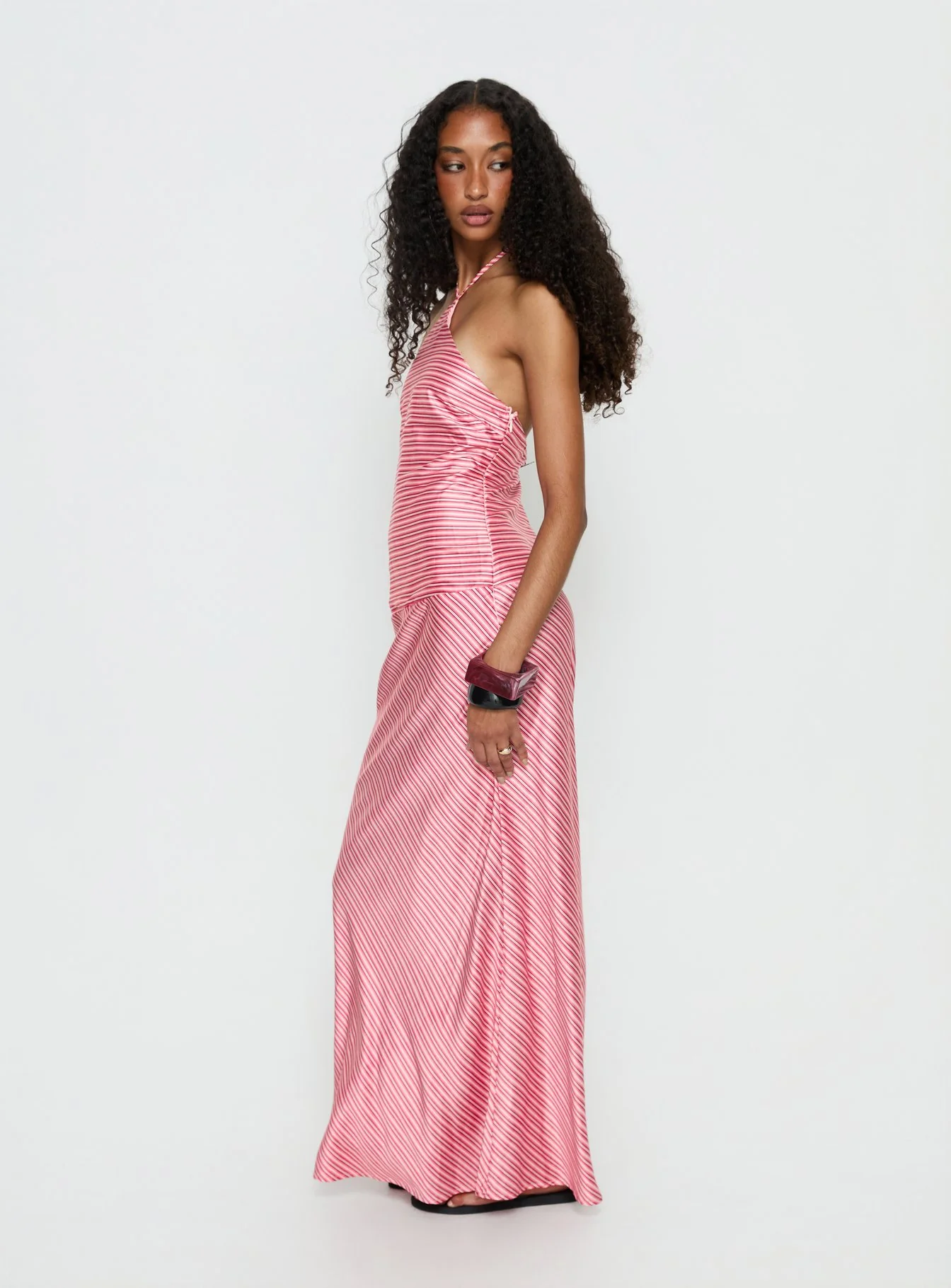 Bellamissimo Halter Maxi Dress Pink Stripe - Image 4