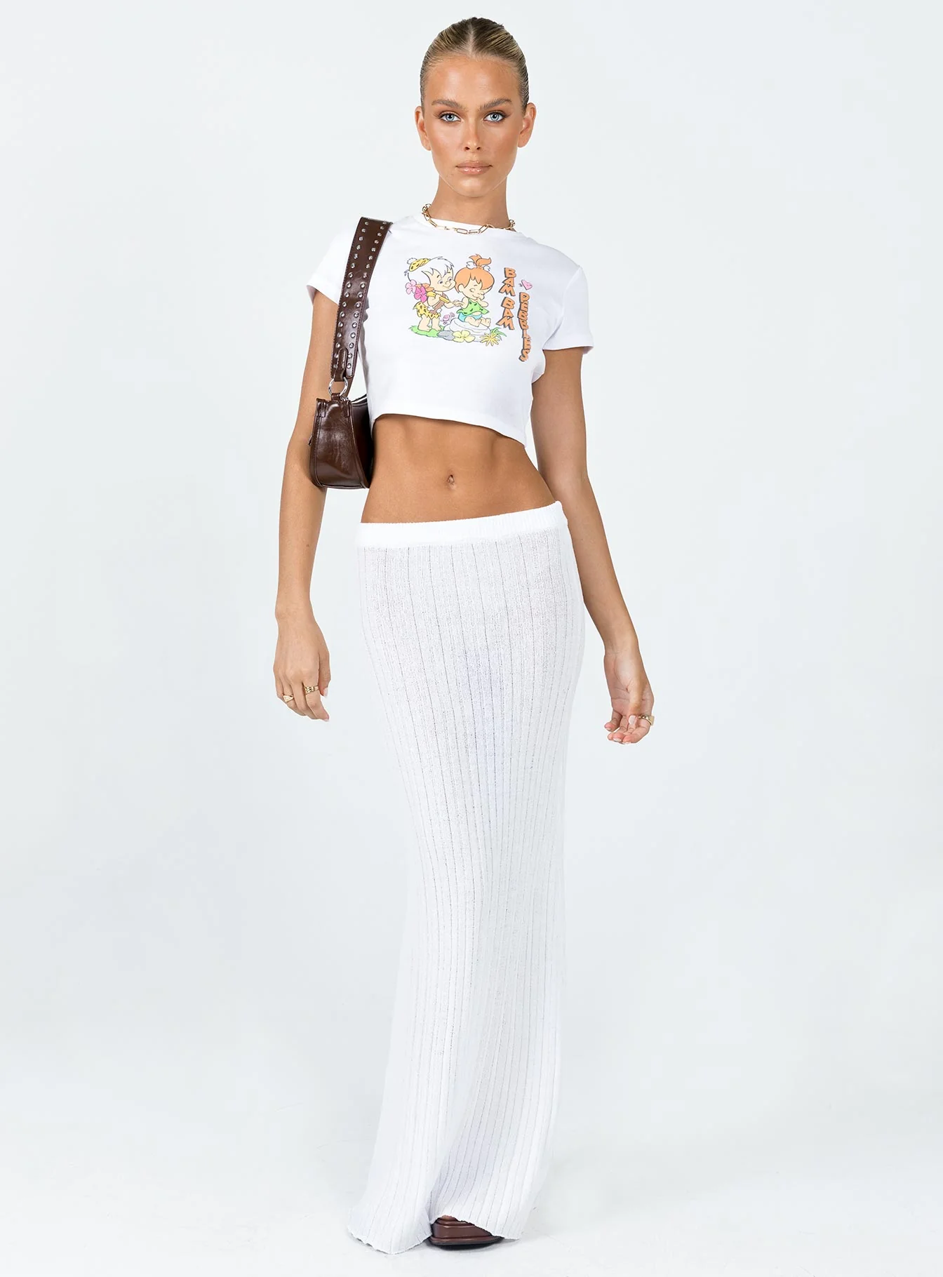 Belle Knit Maxi Skirt White - Image 2