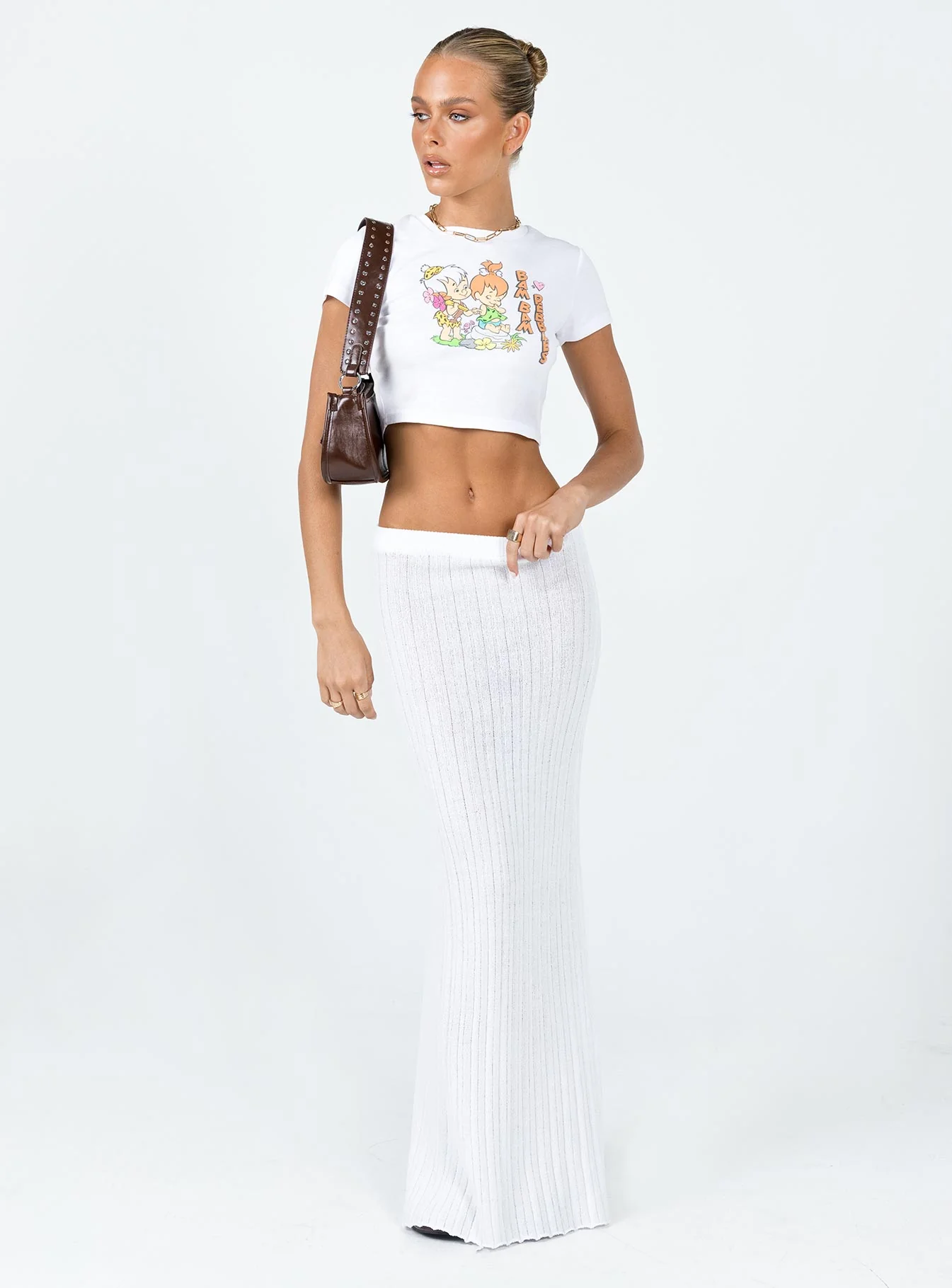 Belle Knit Maxi Skirt White - Image 3