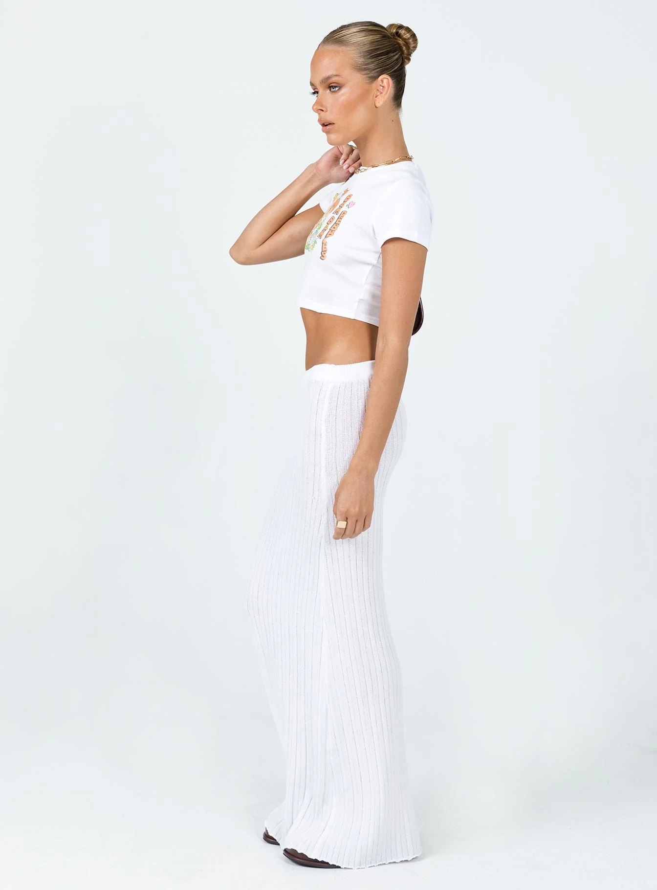 Belle Knit Maxi Skirt White - Image 4