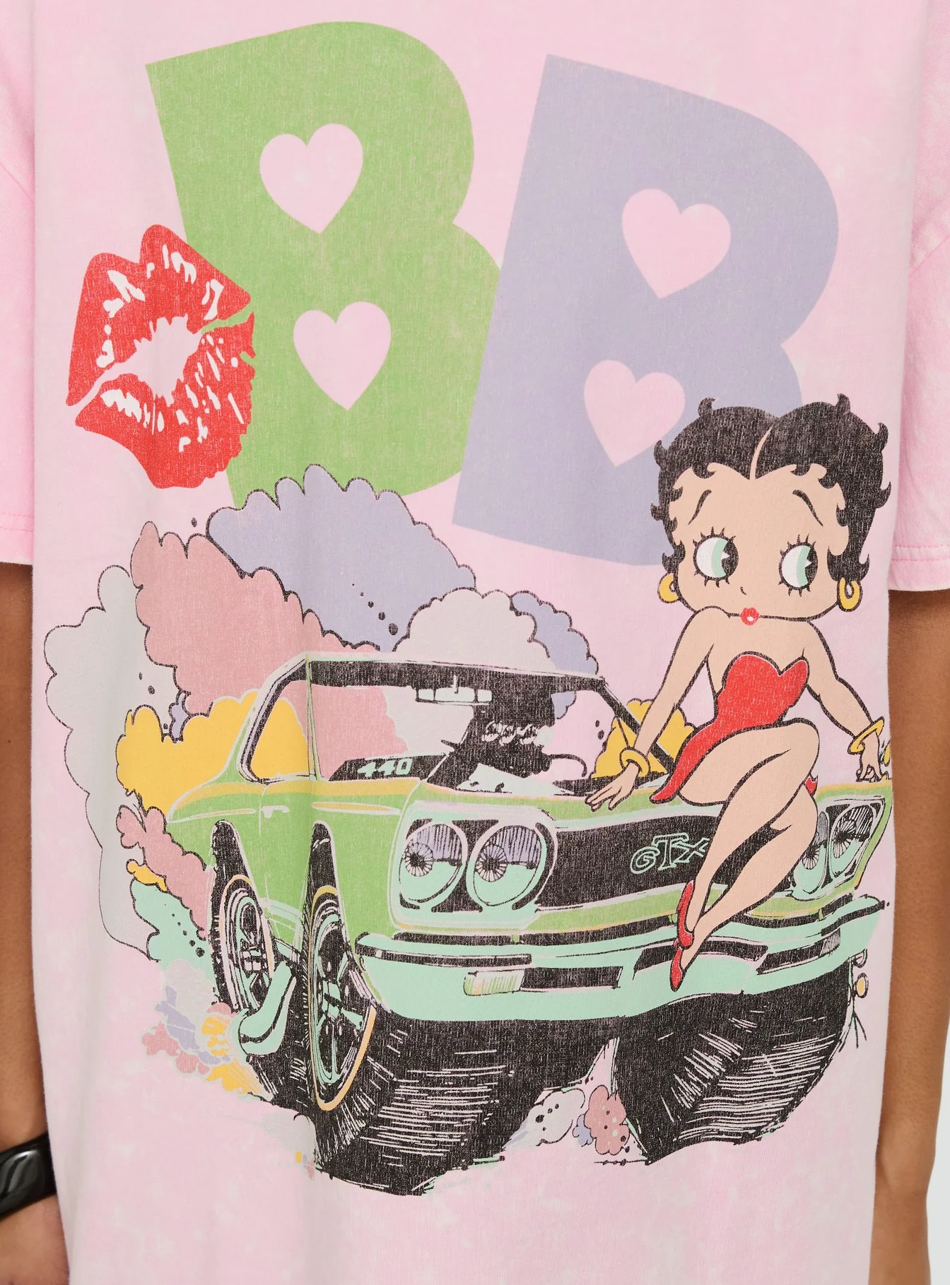 Betty Boop Speedracer Oversized Graphic Tee Washed Pink - Image 5