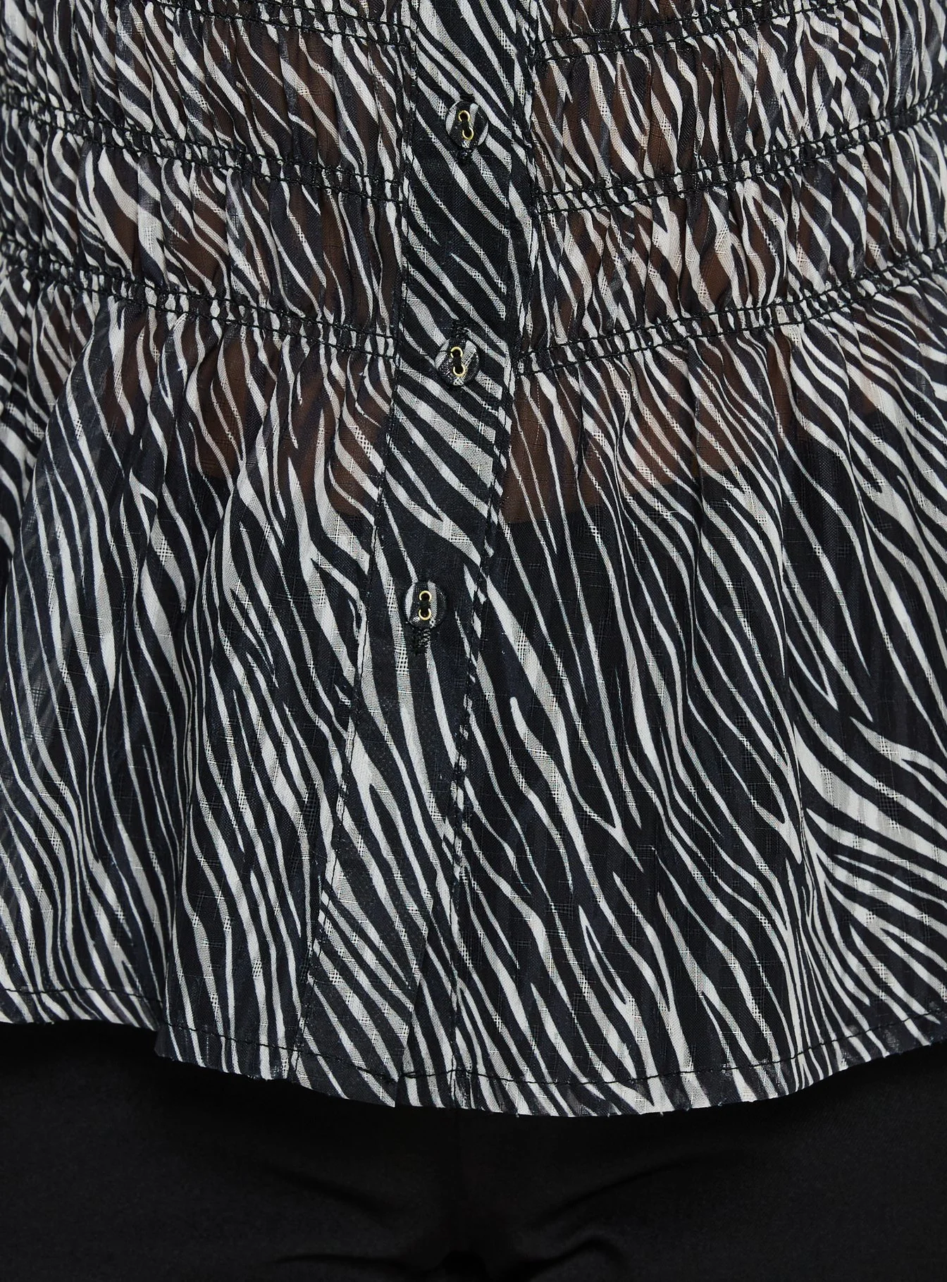 Bexlee Collared Chiffon Ruched Top Animal - Image 7