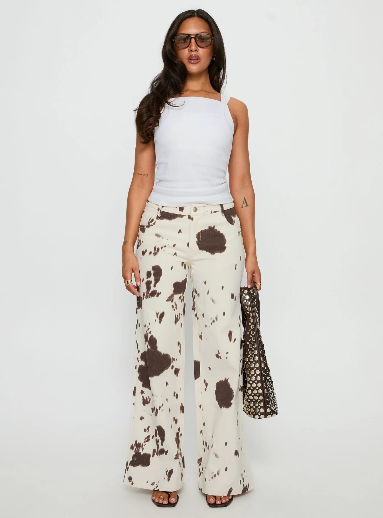 Big Dreamer Low Rise Straight Leg Jeans Cow Print - Image 7
