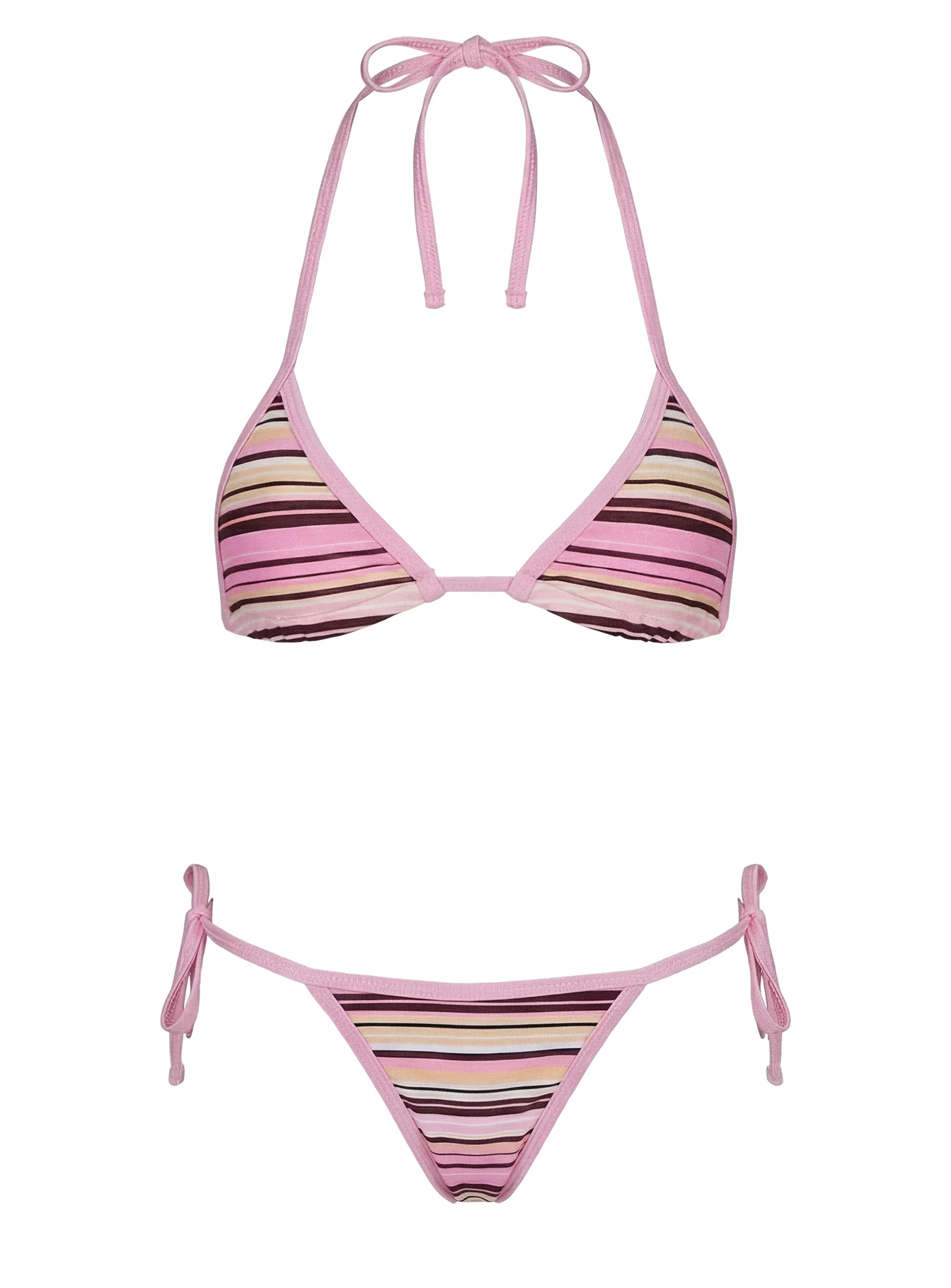 Blaylock Triangle Bikini Top Pink / Yellow Stripe - Image 5