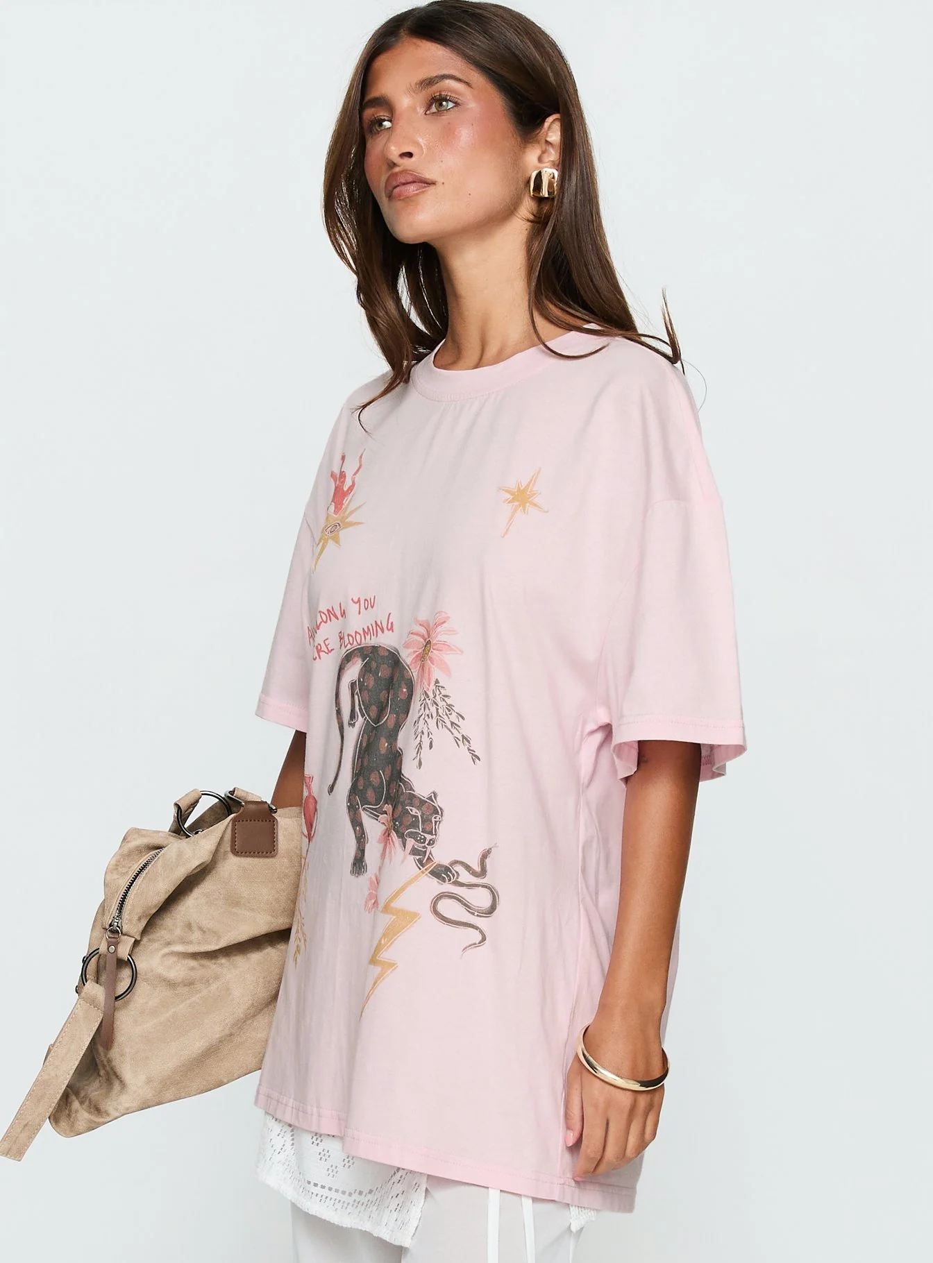 Blooming Love Oversized Graphic Tee Pink - Image 3