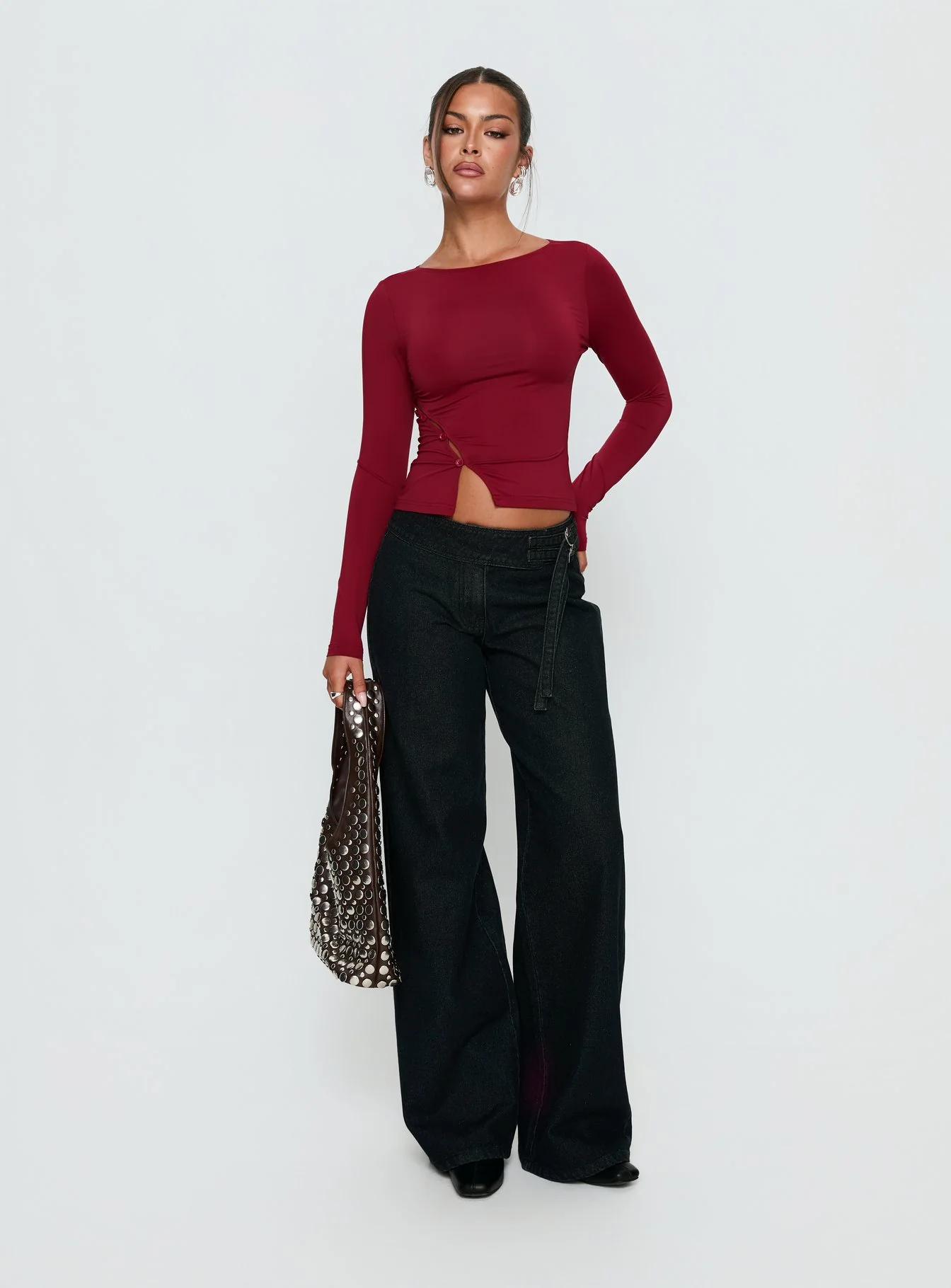 Boxie Mid Rise Wide Leg Jeans Washed Black - Image 3