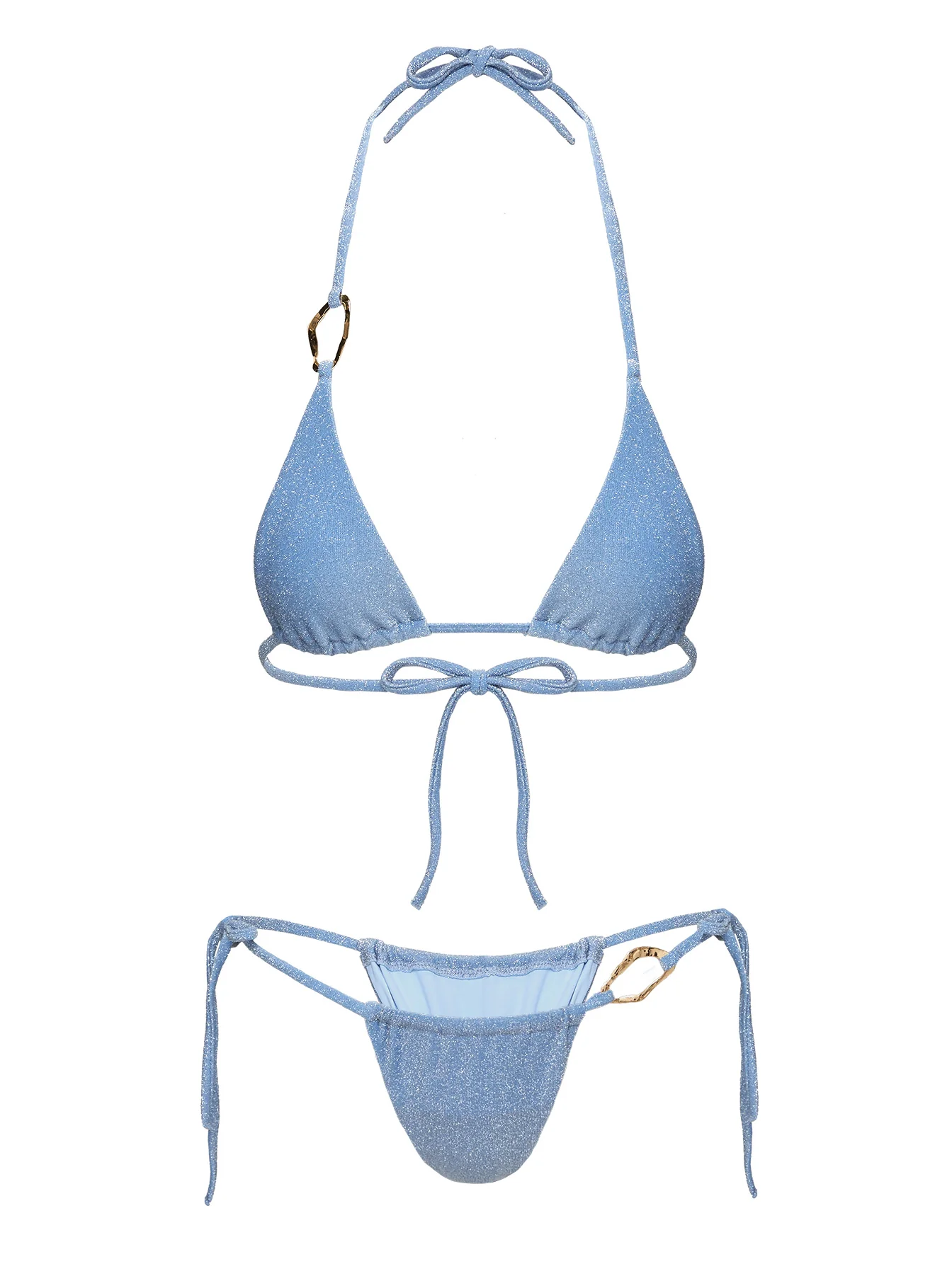 Breeze Glitter Triangle Bikini Top Blue - Image 5