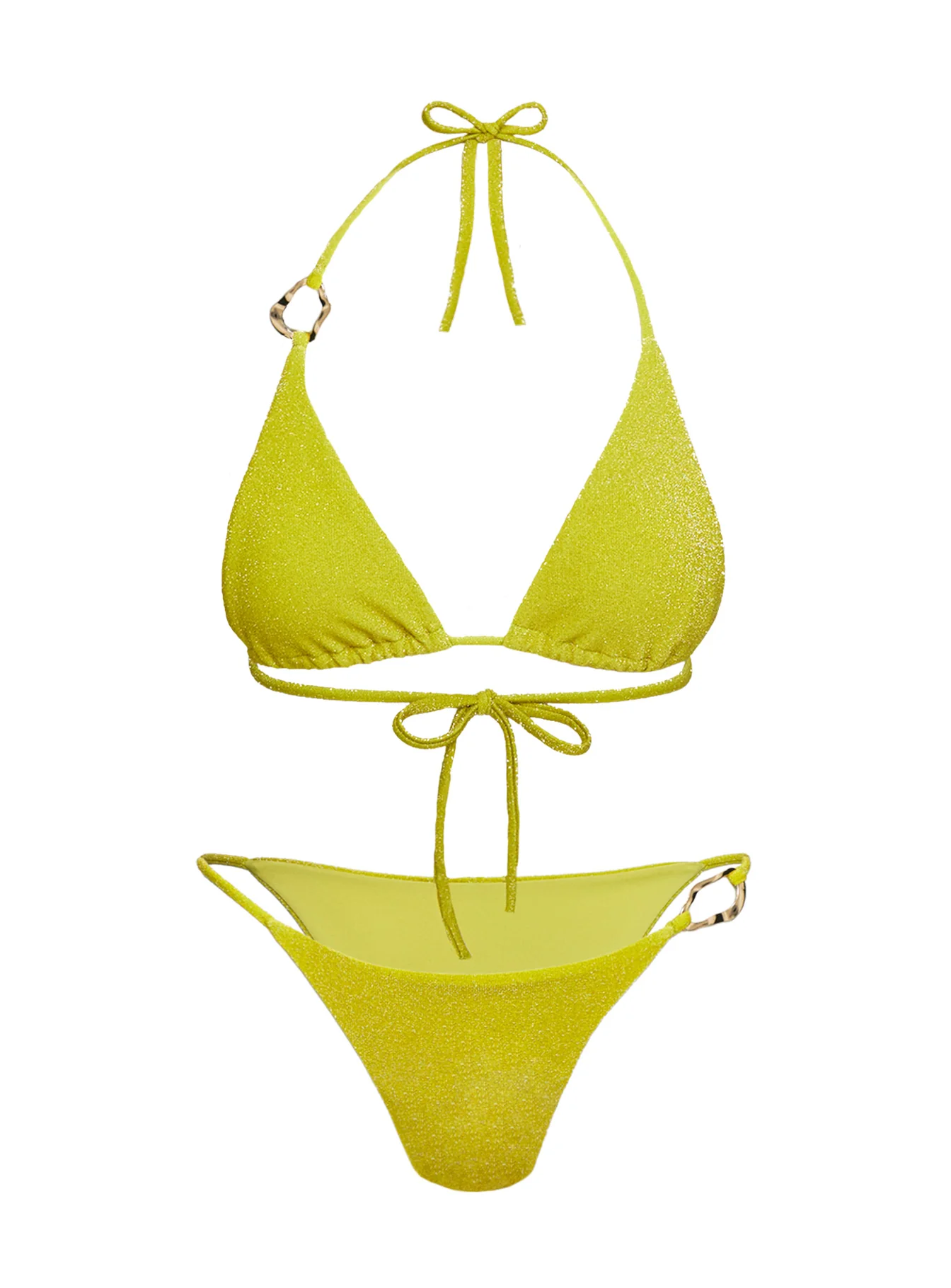 Breeze Glitter Triangle Bikini Top Green - Image 5