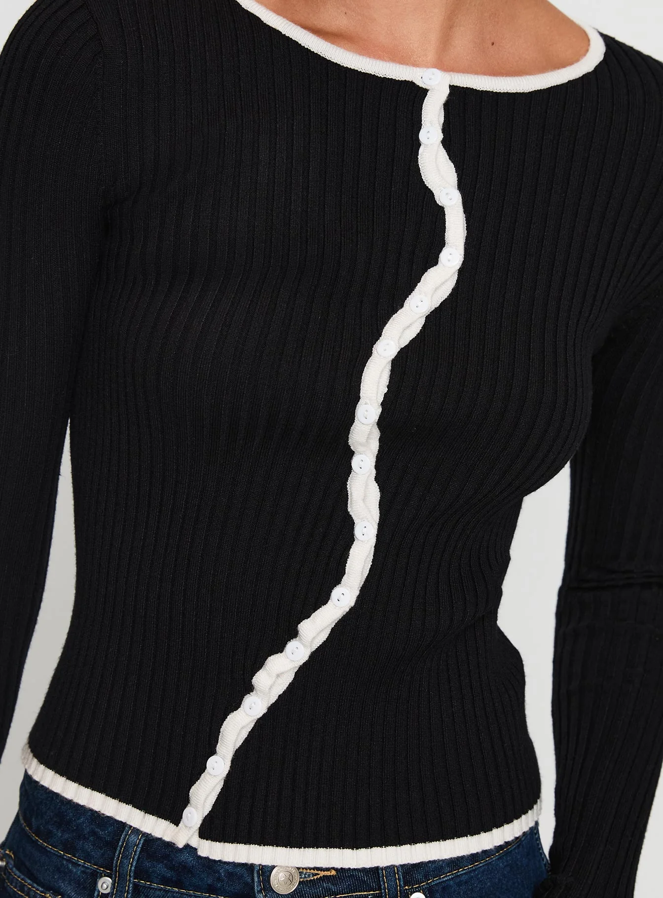 Bring Me Closer Button Up Long Sleeve Top Black / White - Image 6