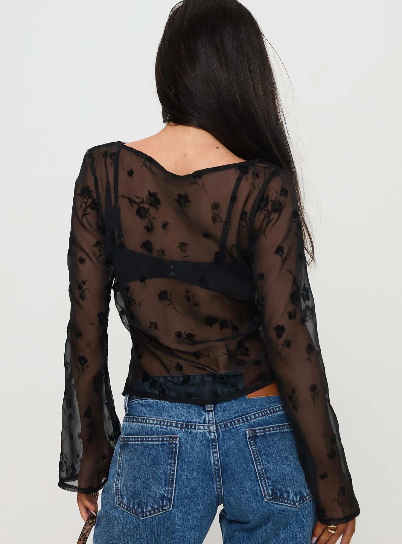 Broken Clocks Long Sleeve Top Black - Image 4