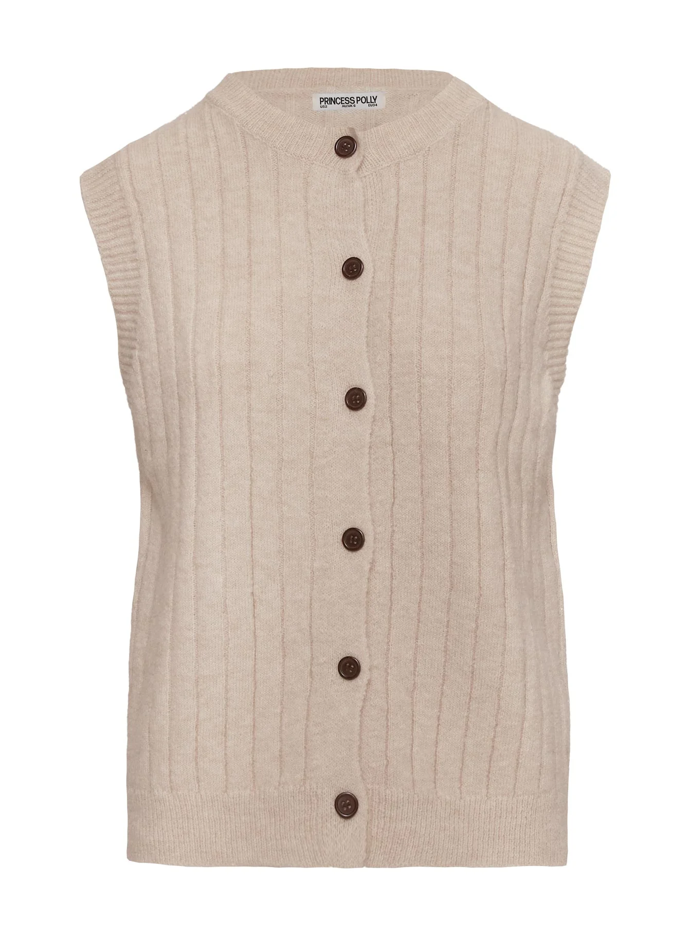 Brookvale Button Up Knit Vest Beige - Image 5