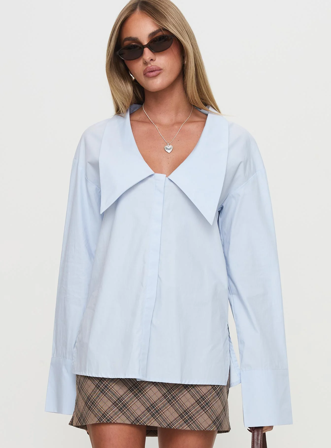 Calistoga Deep Collar Shirt Blue - Image 2