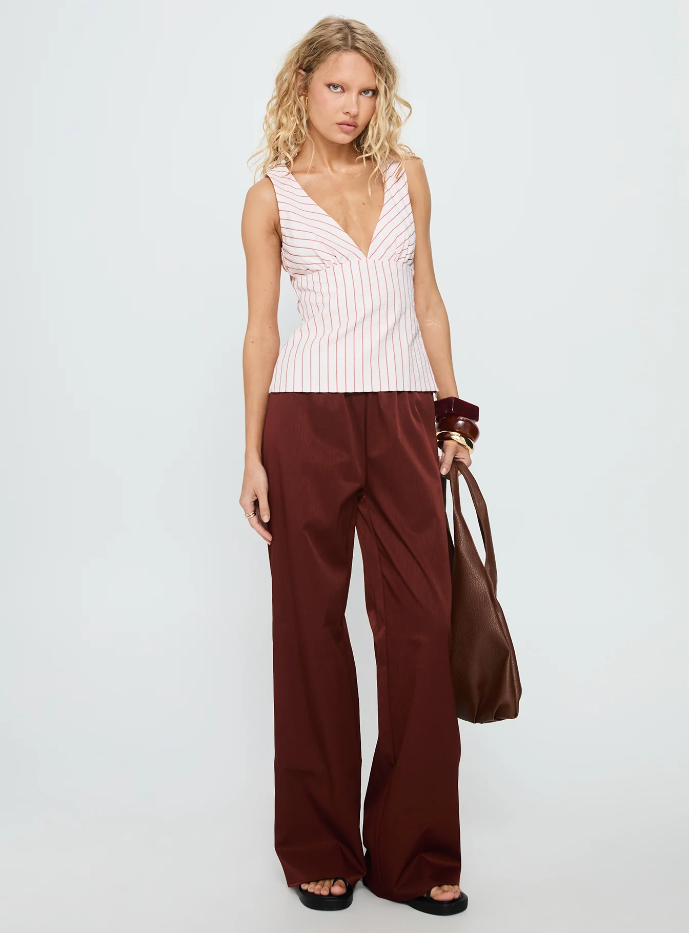 Callaia Plunge Cami Top Pink Stripe - Image 2