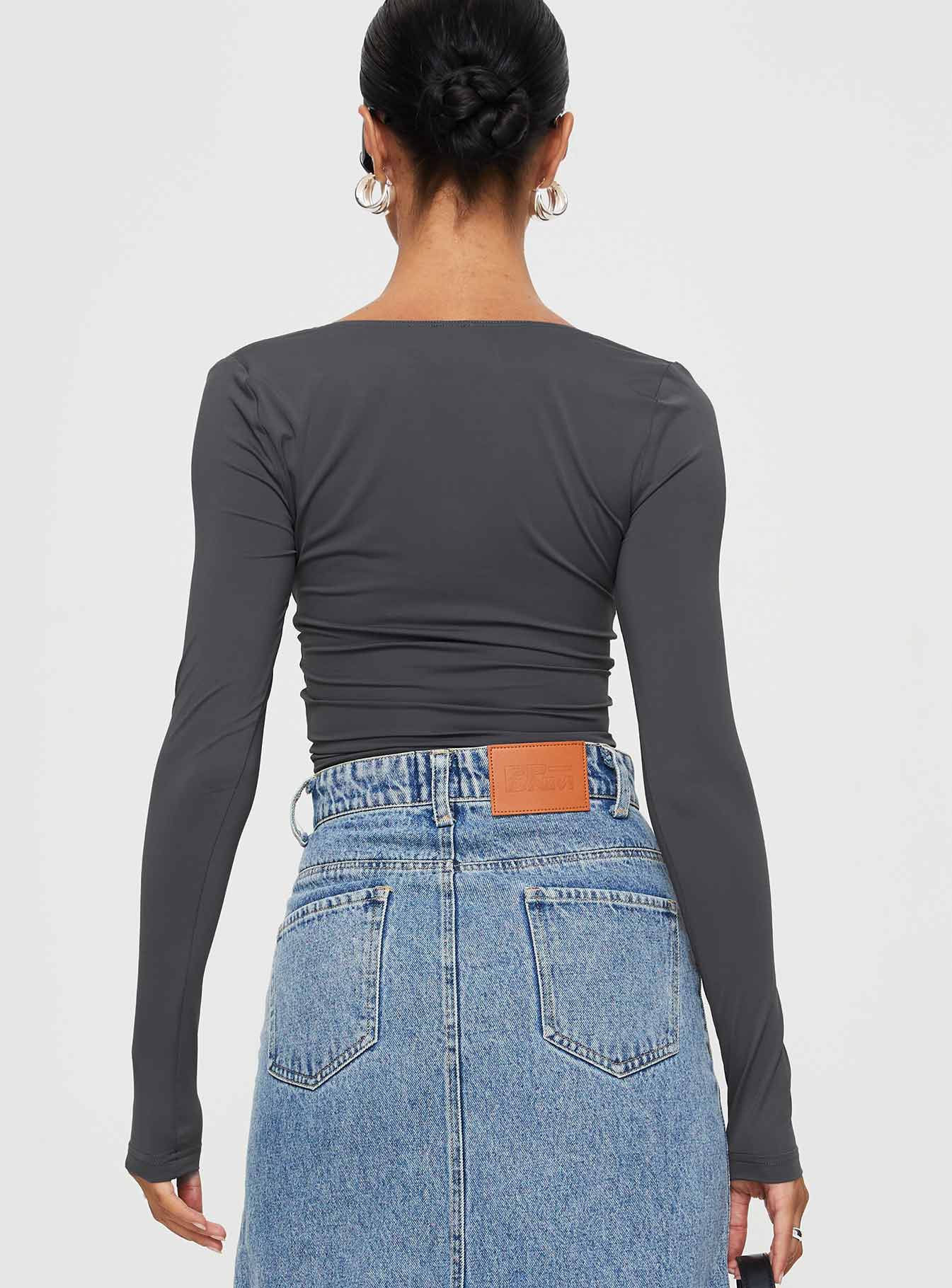 Candyce Long Sleeve Top Slate - Image 5