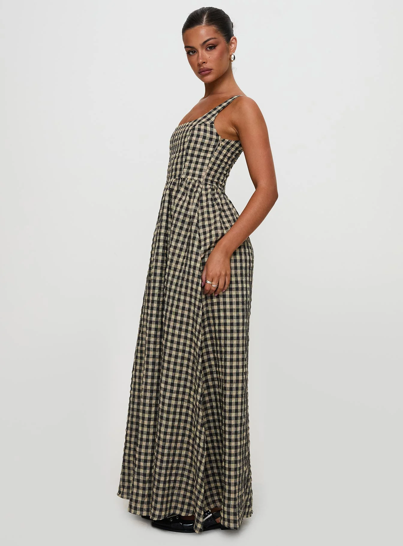 Cartmel Check Maxi Dress Black / Cream Tall - Image 4