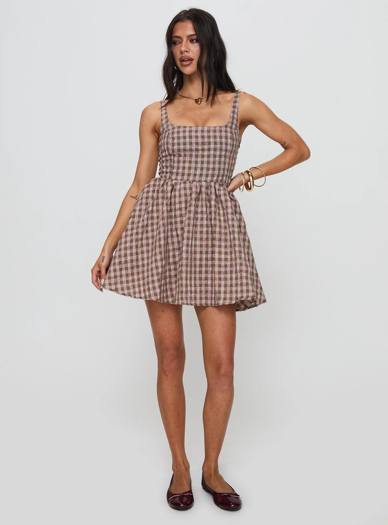 Cartmel Mini Dress Brown / Pink - Image 3