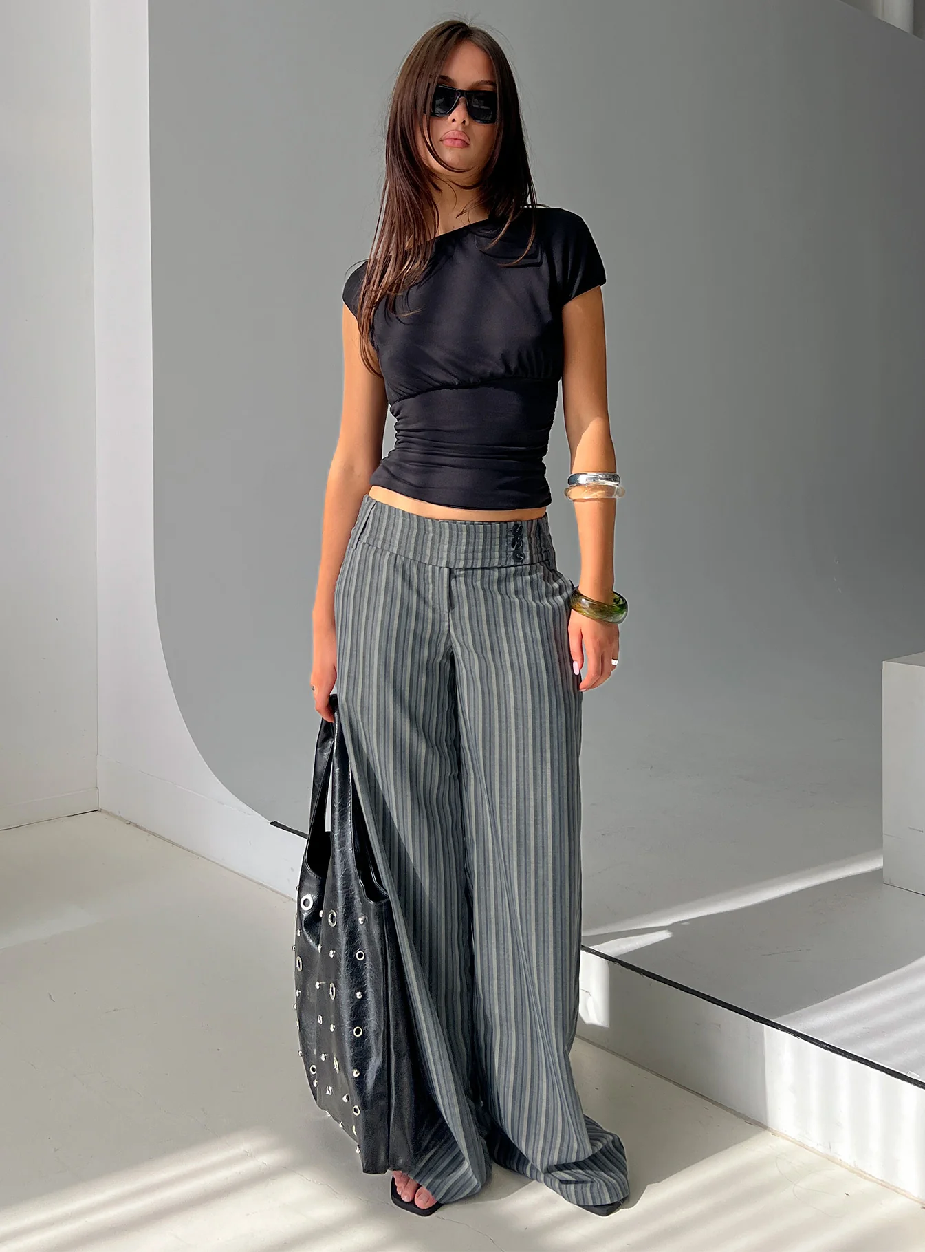 Cedars Low Rise Pant Grey Stripe - Image 8