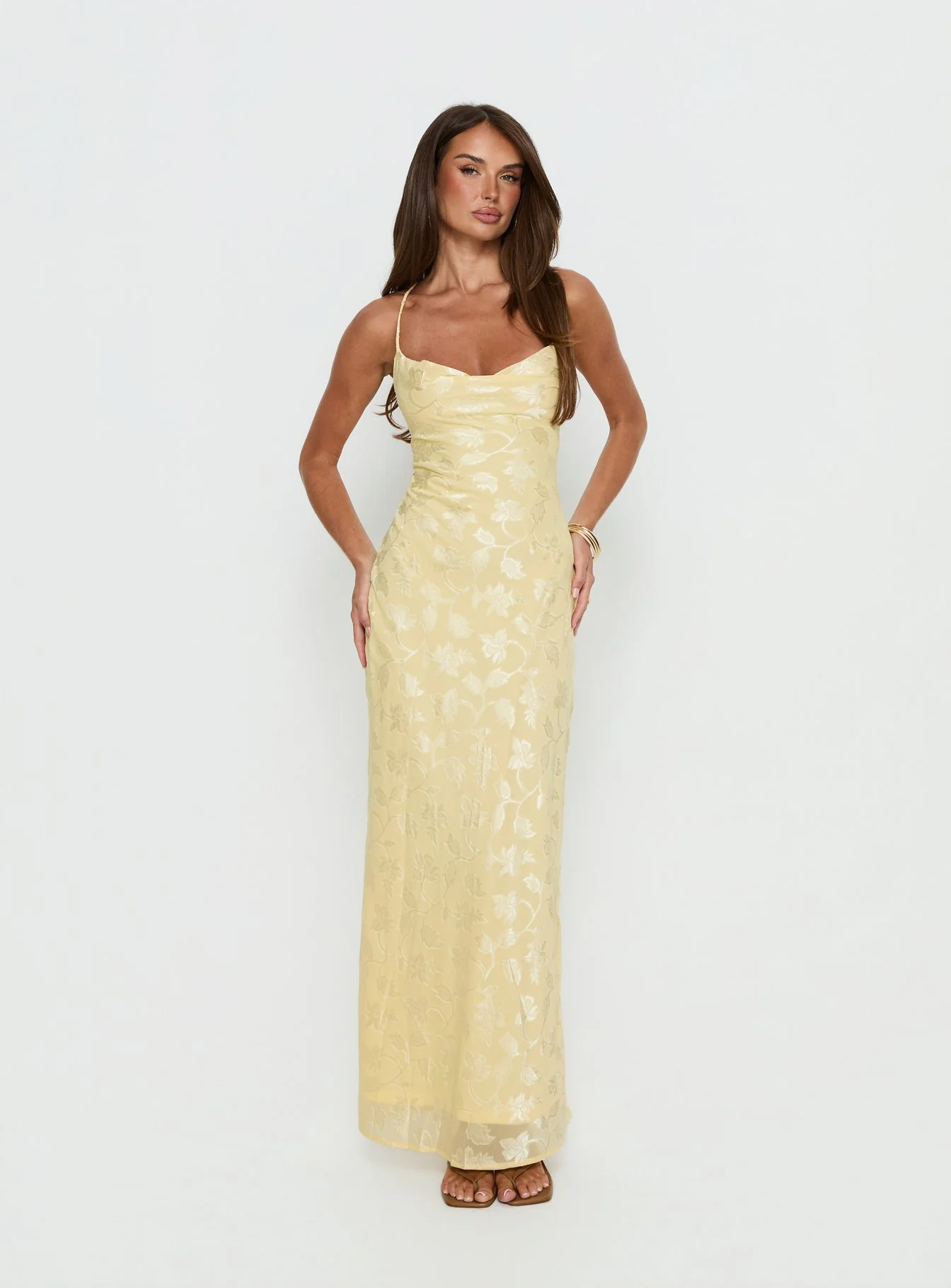 Celena Maxi Dress Lemon Burnout - Image 3