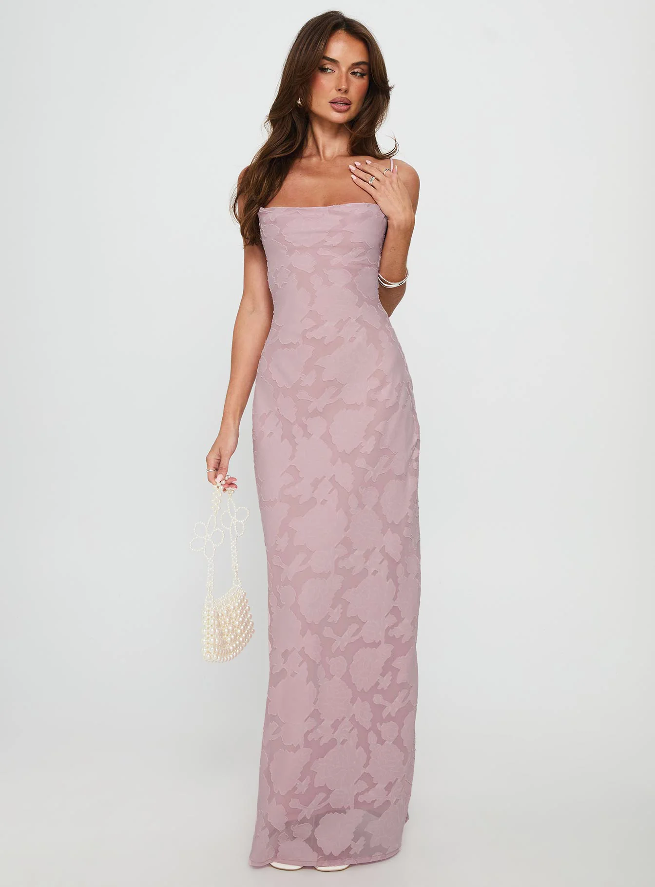 Celena Maxi Dress Light Pink Burnout - Image 2