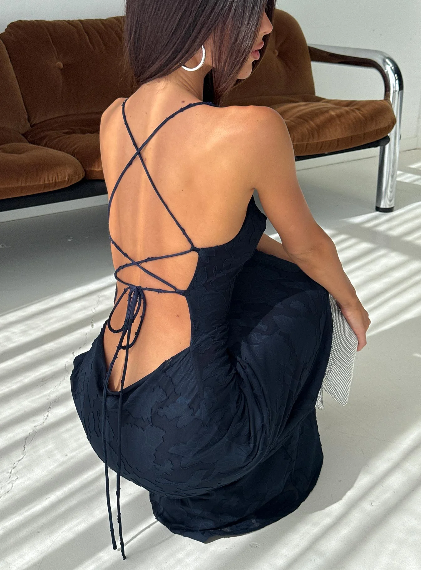 Celena Maxi Dress Navy Burnout - Image 8