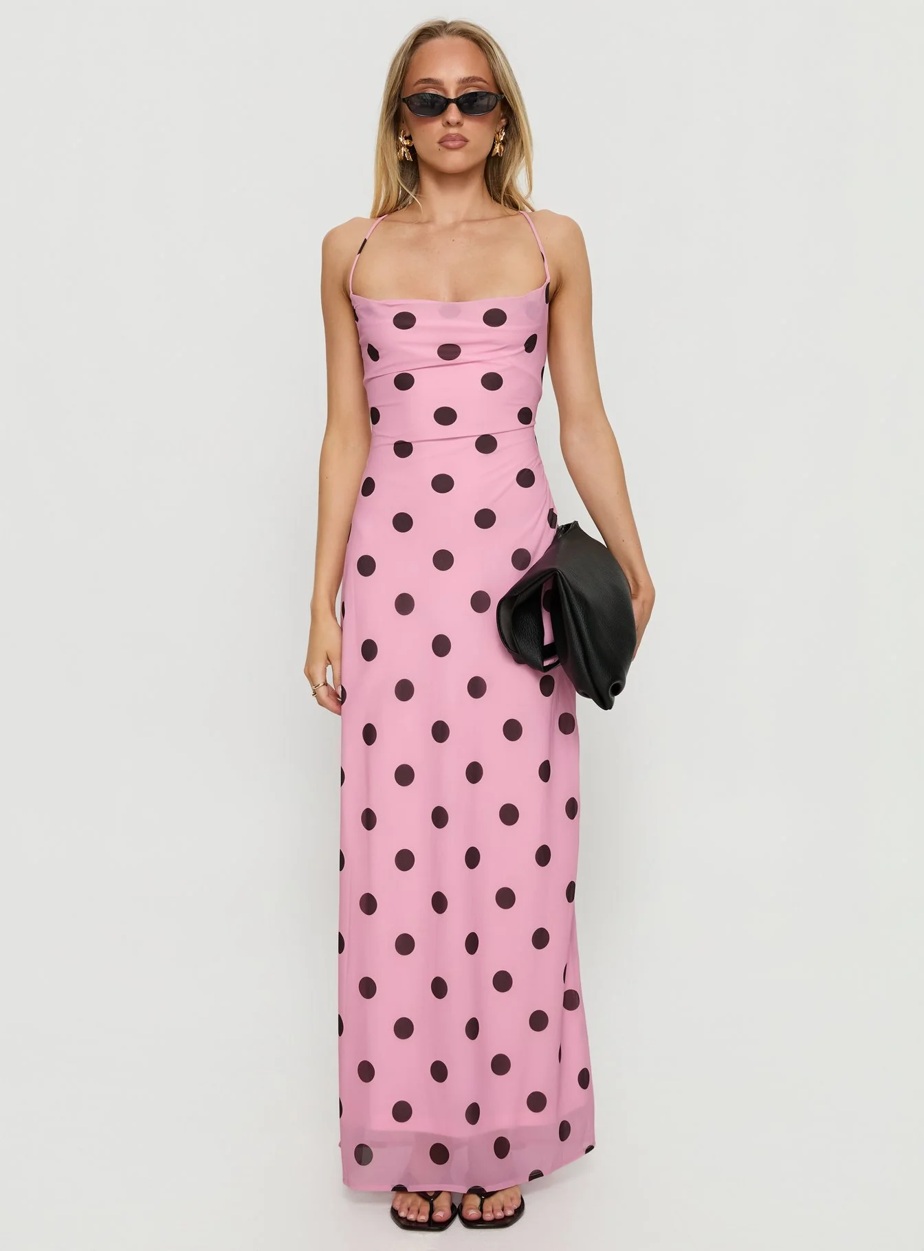 Celena Maxi Dress Pink / Brown Polka Dot - Image 7