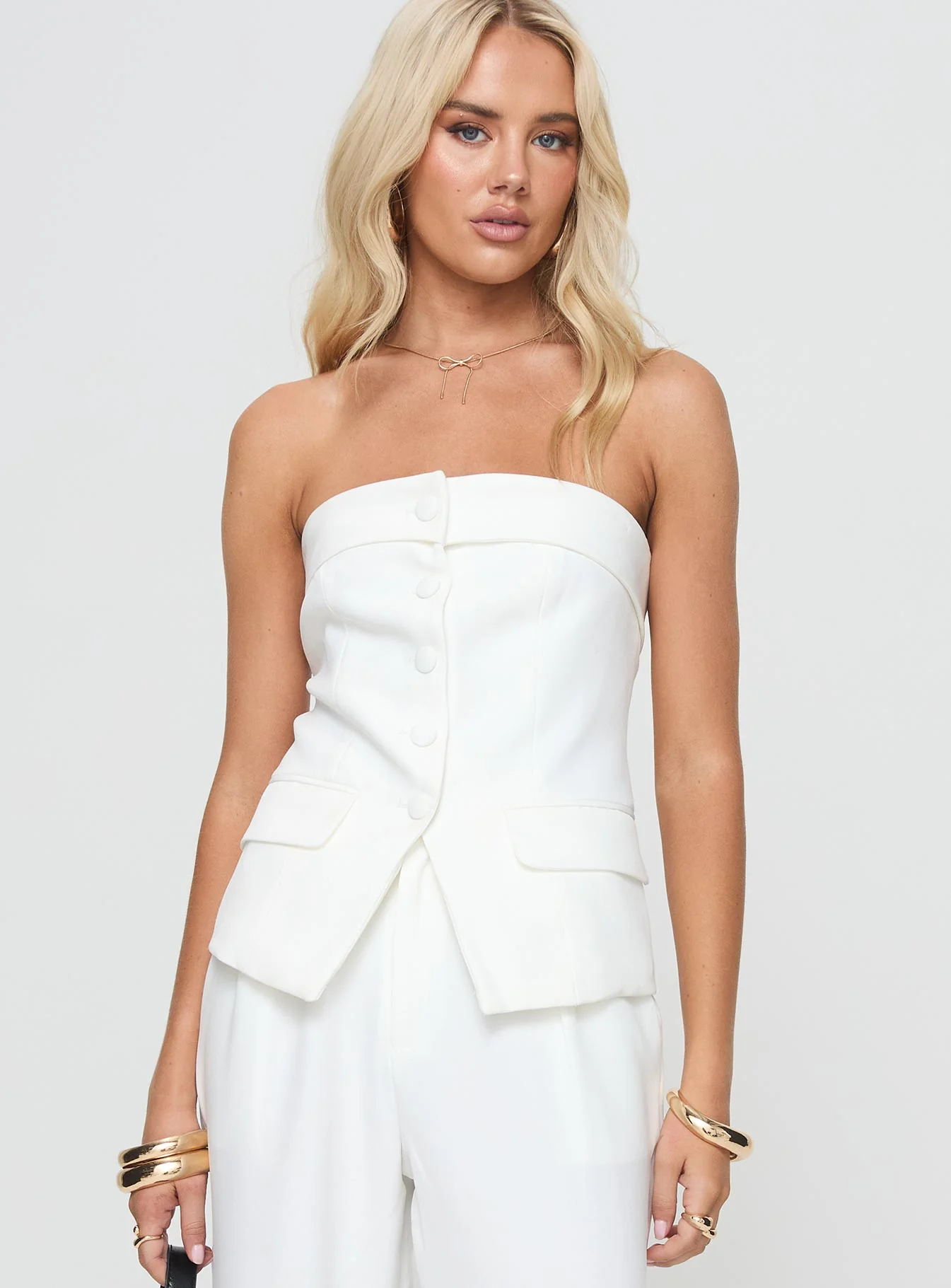 Change It Up Strapless Top White Petite - Image 2