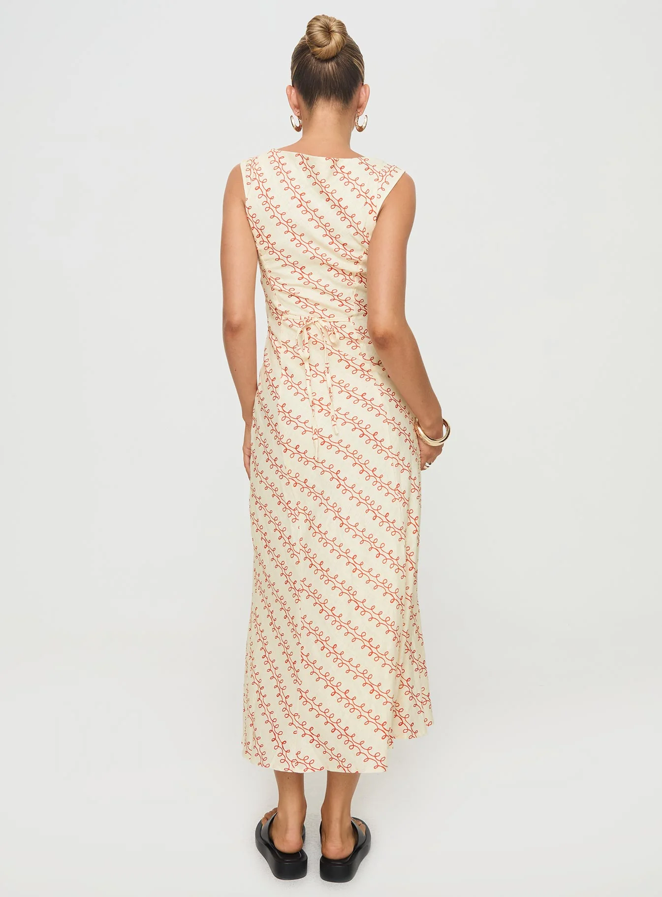 Chosen Girl Linen Blend Midi Dress Multi - Image 5