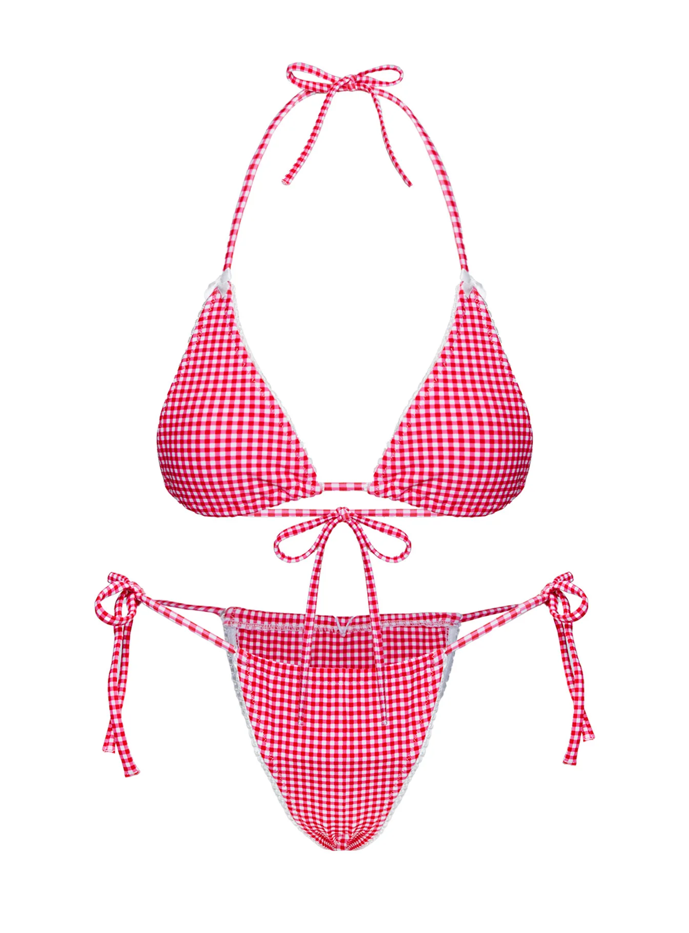 City Of Palms Triangle Bikini Top Red Gingham - Image 5