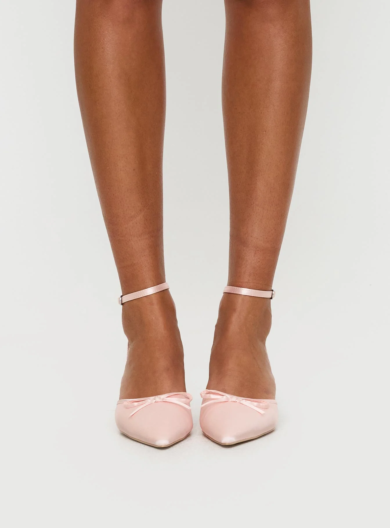 Clio Satin Pointed Toe Heels Baby Pink - Image 2