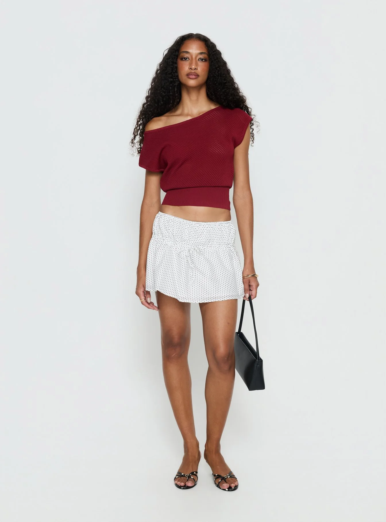 Cloud Tempo Boat Neck Cinched Knit Top Wine - Image 3