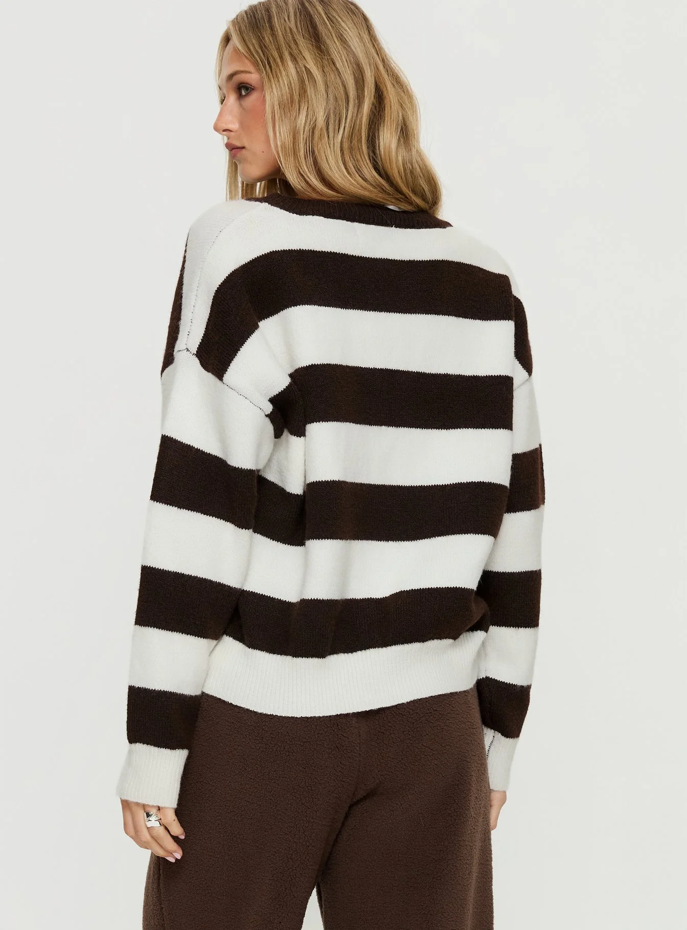 Corlie Crew Neck Knit Sweater Brown Stripe - Image 4
