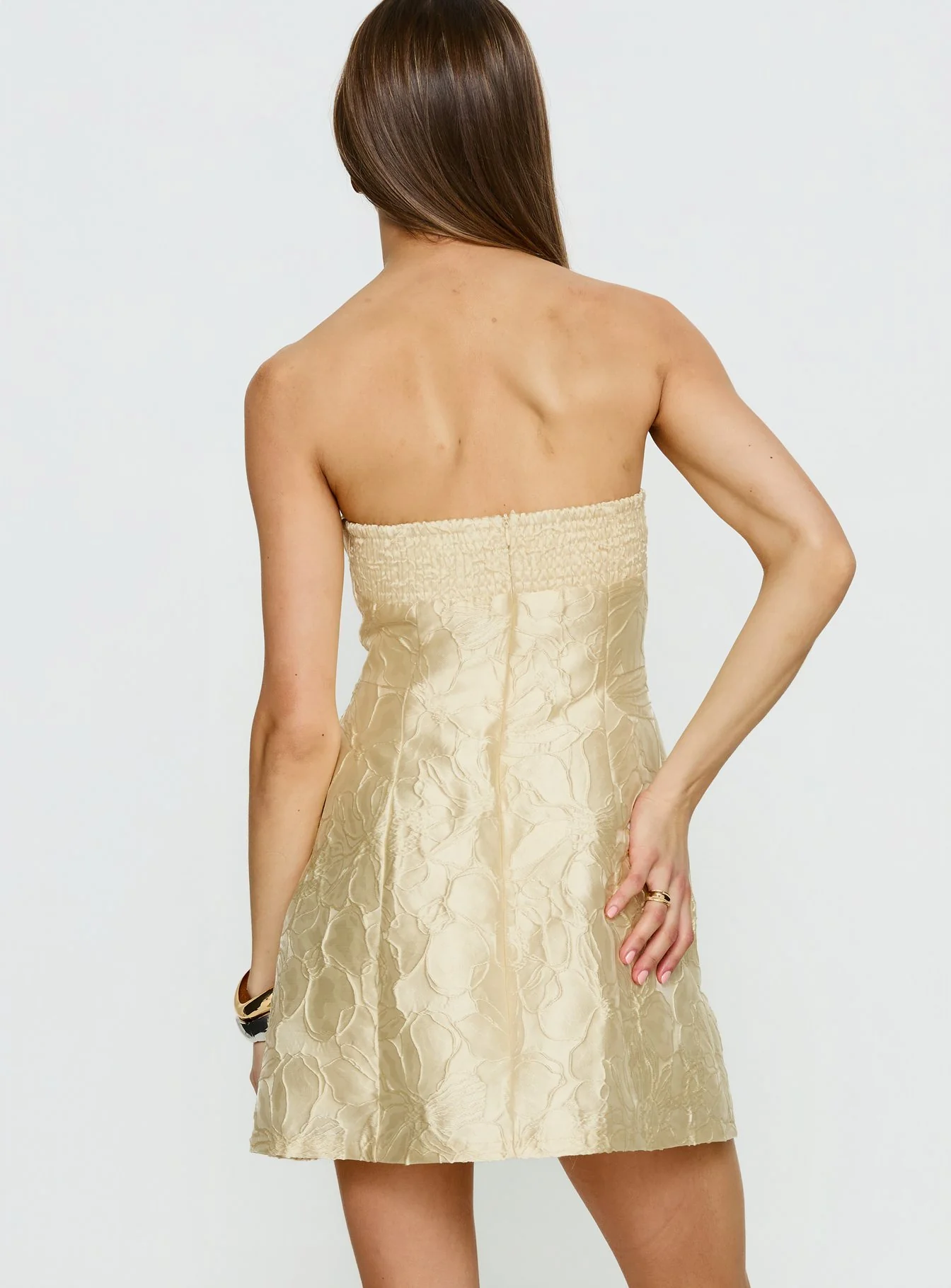 Cross Your Heart Strapless Mini Dress Lemon - Image 4