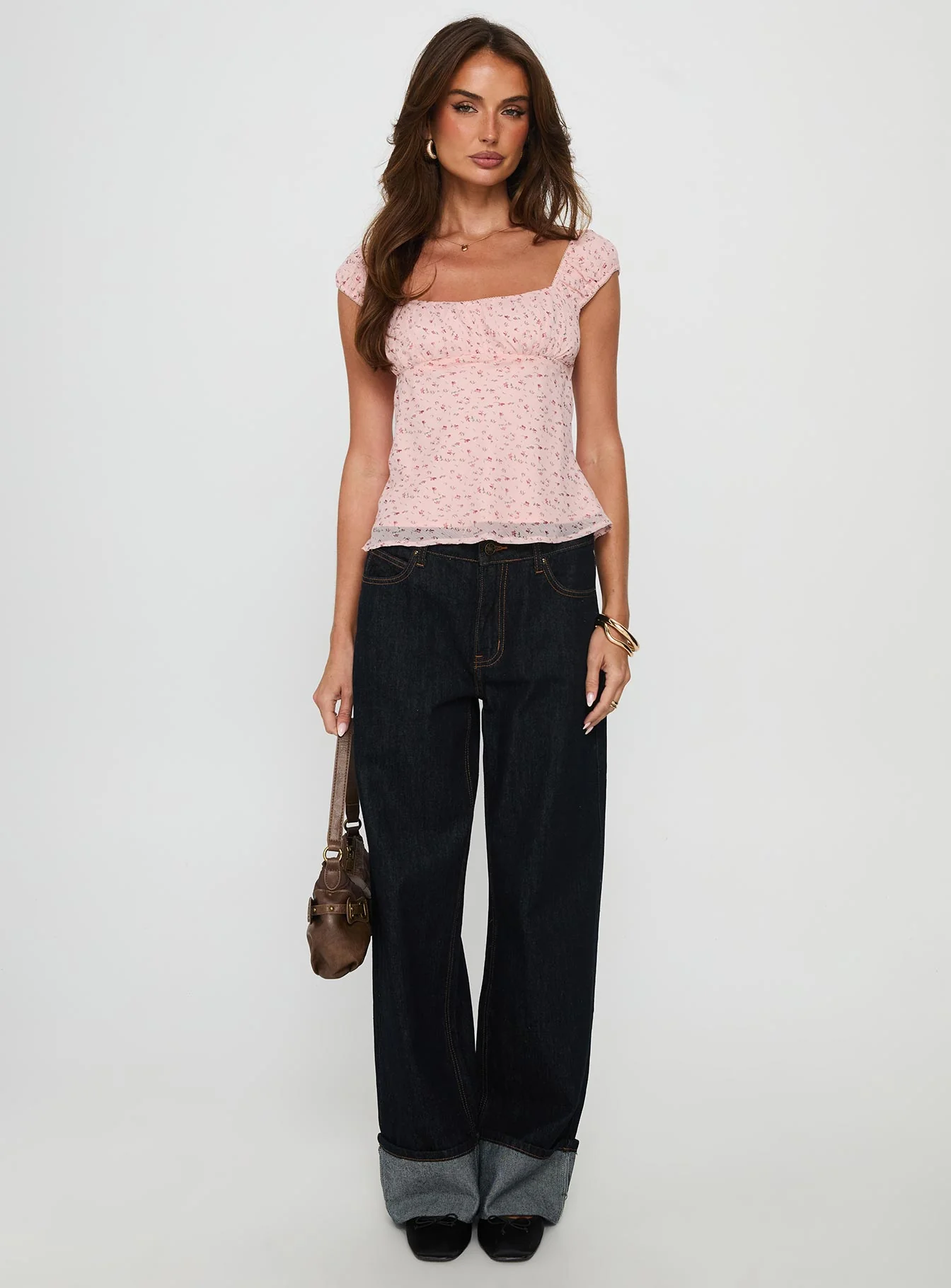 Crush It Cap Sleeve Babydoll Top Pink Floral - Image 6