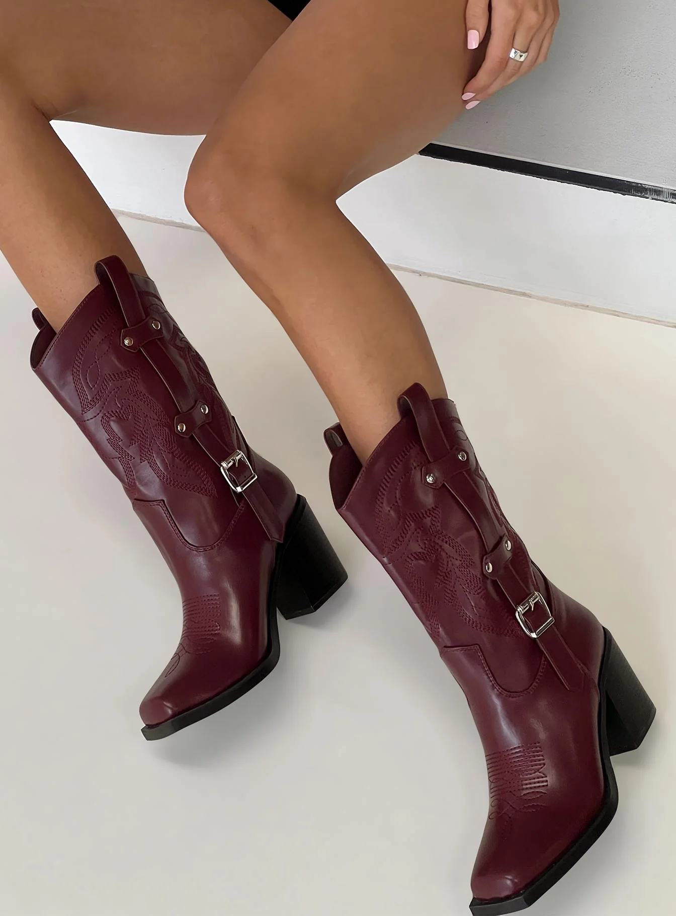 Cypress Western Boots Burgundy - Image 6