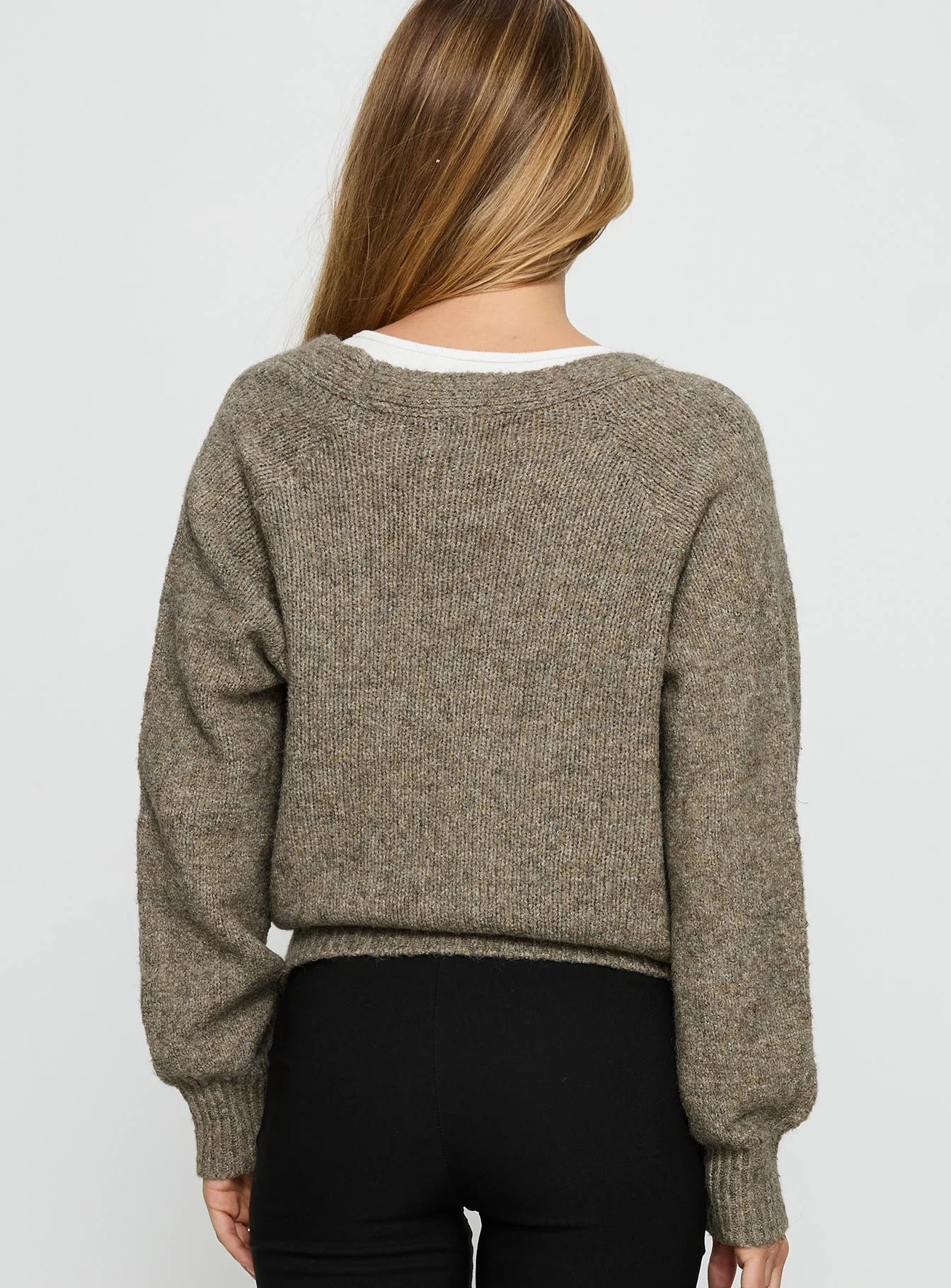 Daelan Wrap Knit Cardigan Brown - Image 4