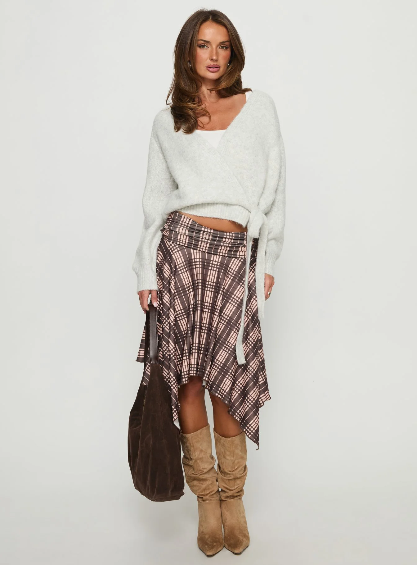 Daelan Wrap Knit Cardigan Grey Marle - Image 3