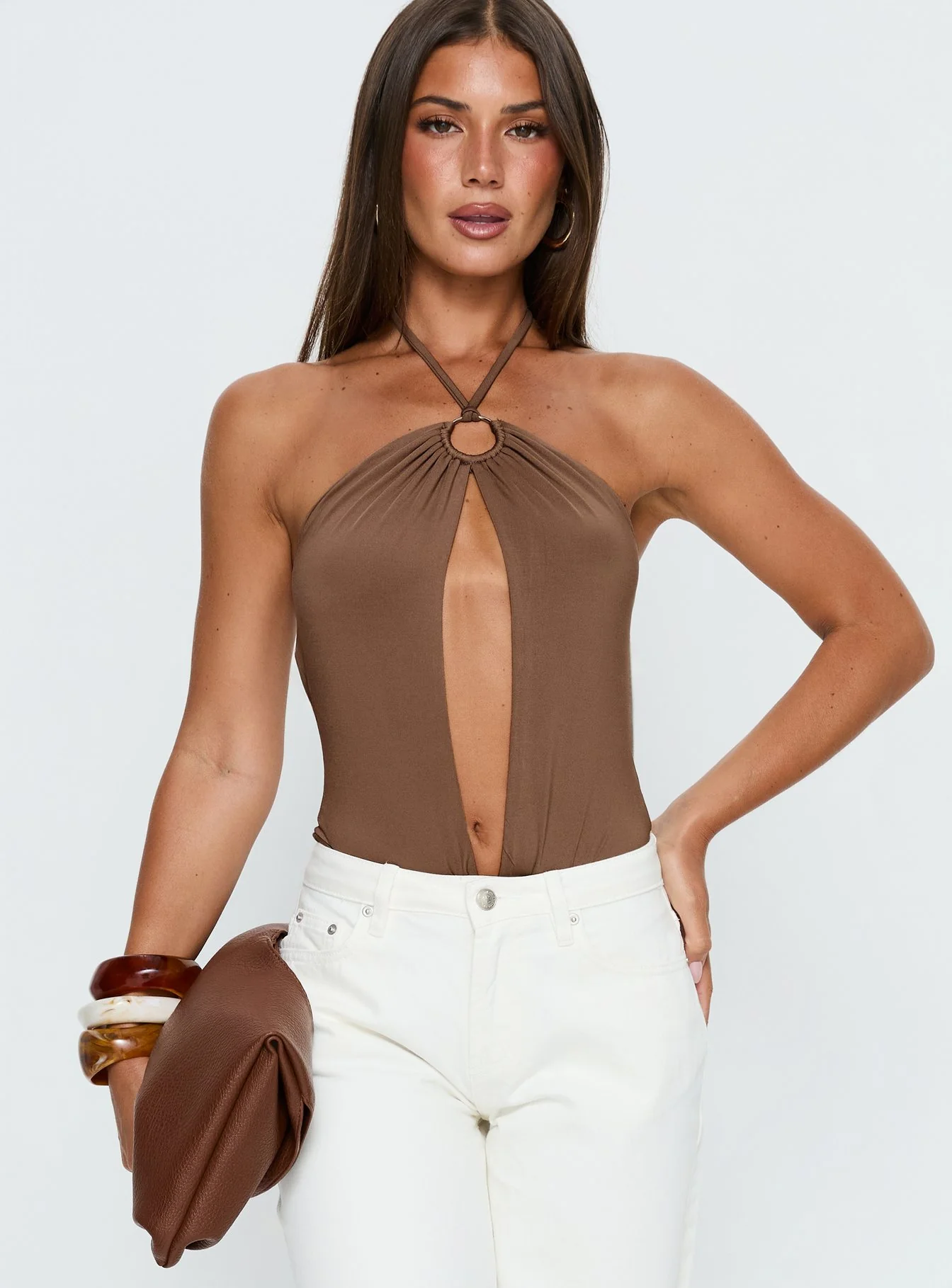 Damiana Cut Out Bodysuit Brown - Image 2