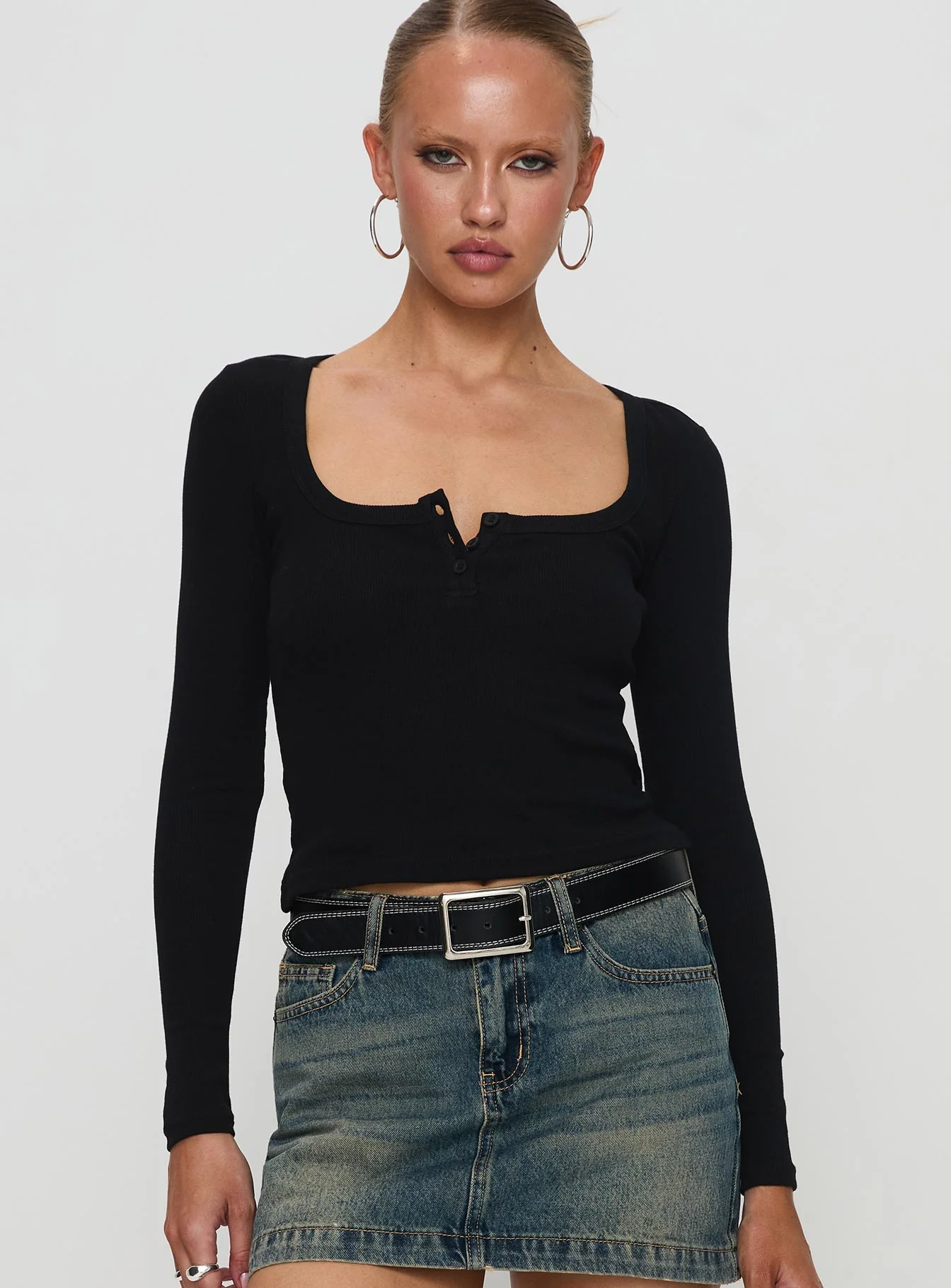 Daphine Long Sleeve Top Black - Image 2