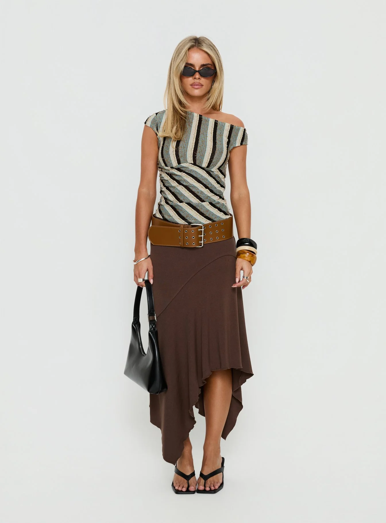 Darcia One Shoulder Top Multi Stripe - Image 7