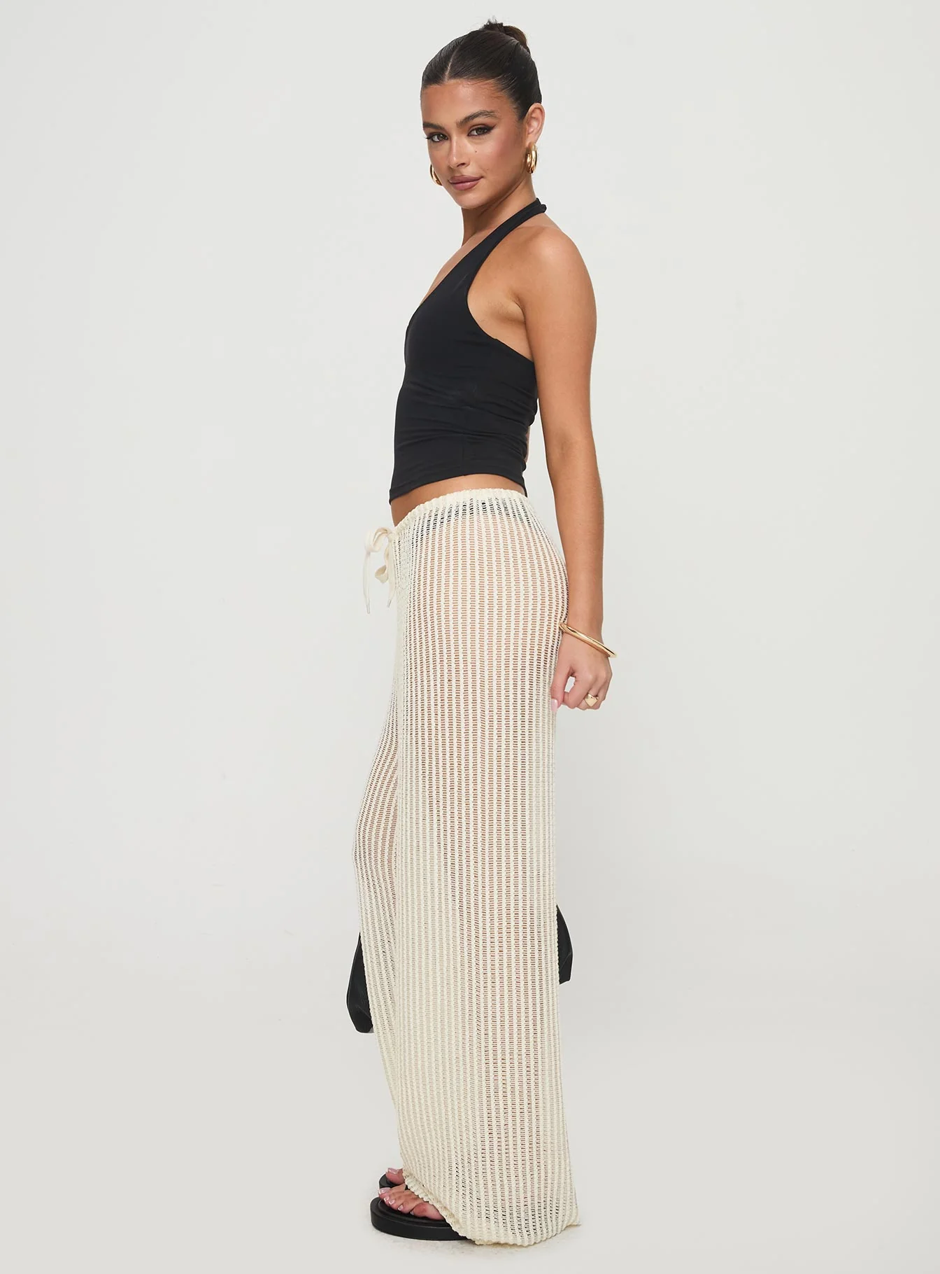 Darcie Knit Pants Beige - Image 4