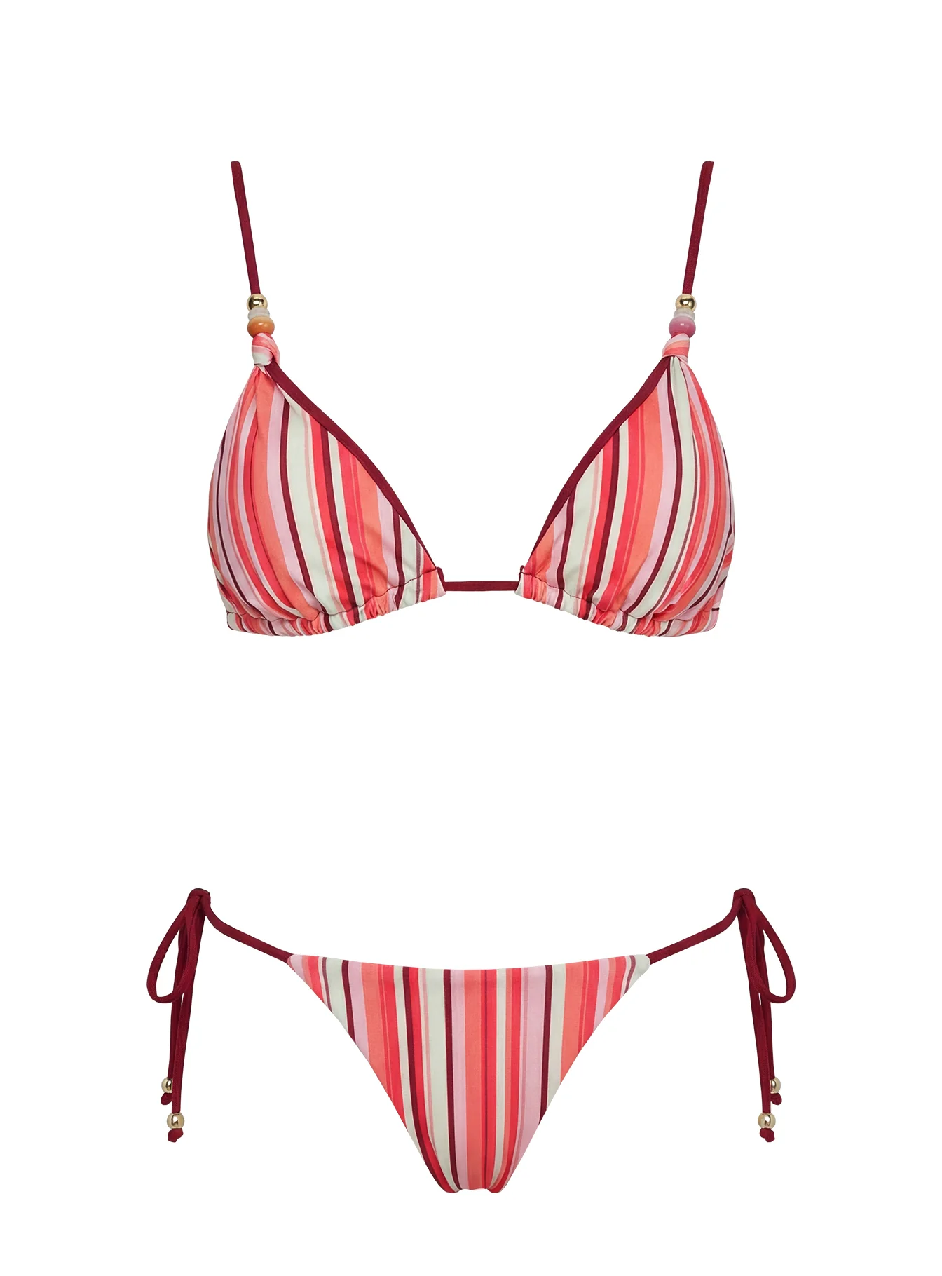 Darling Days Triangle Bead Detail Bikini Top Orange Stripe - Image 5
